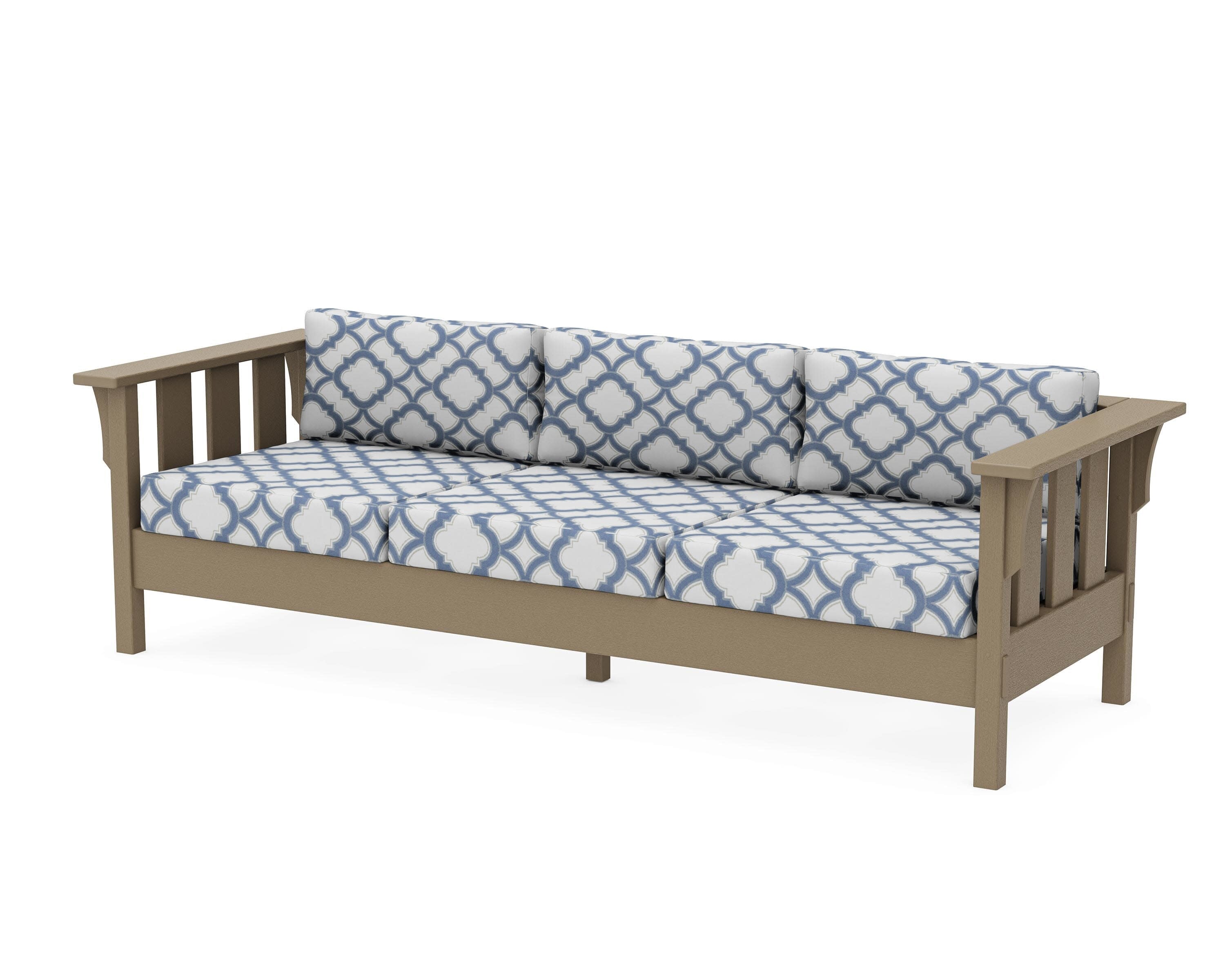Acadia Deep Seating Sofa in Vintage Sahara / Trellis Sky Blue