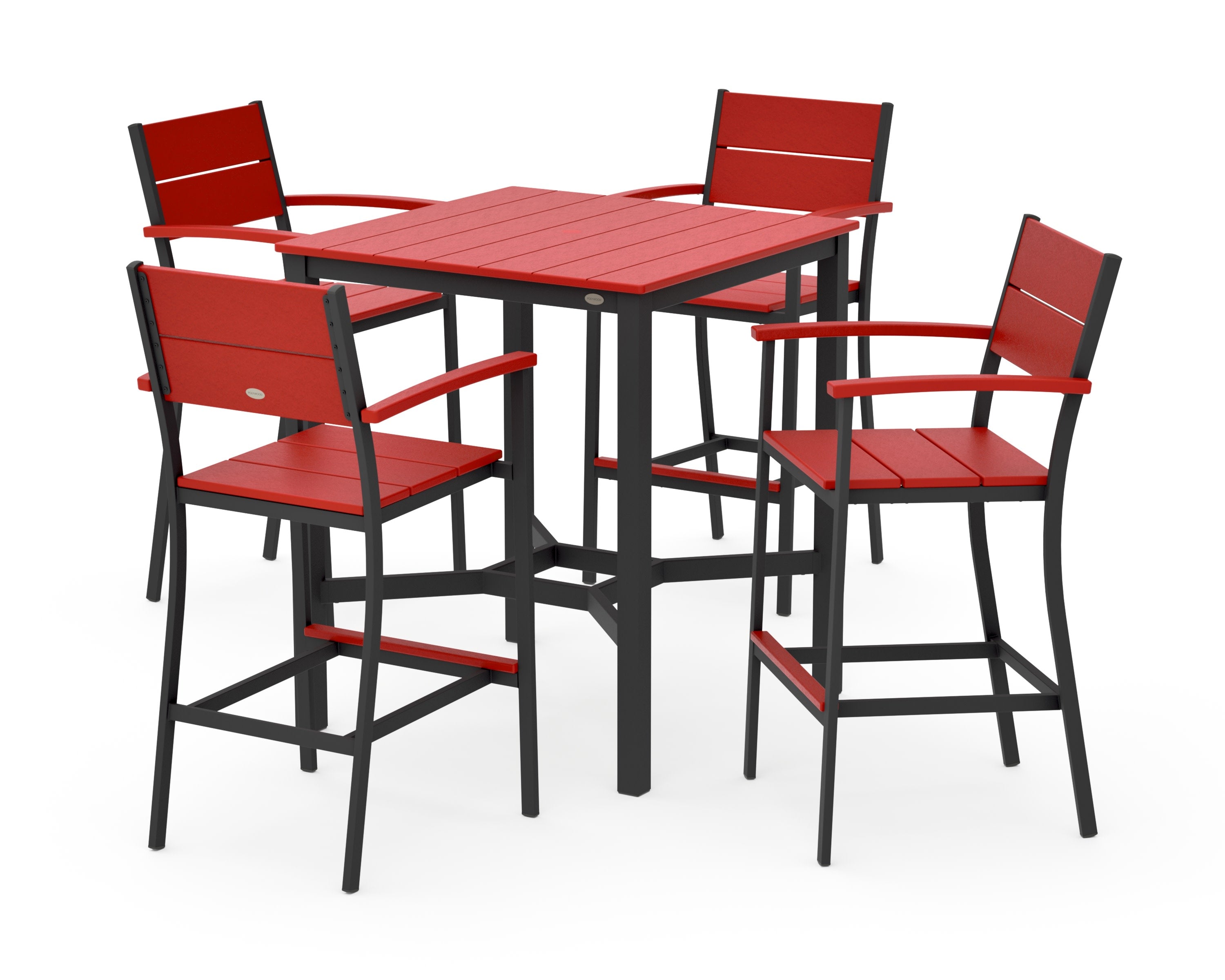 Main Street 5-Piece Bar Set in Black / Sunset Red
