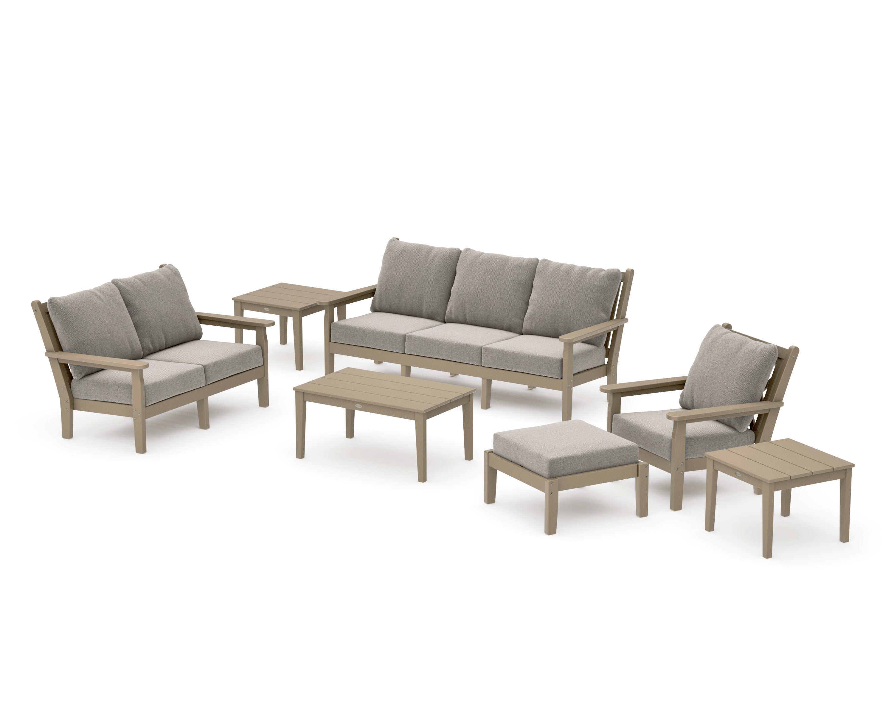 Chippendale 7-Piece Deep Seating Set in Vintage Sahara / Weathered Tweed