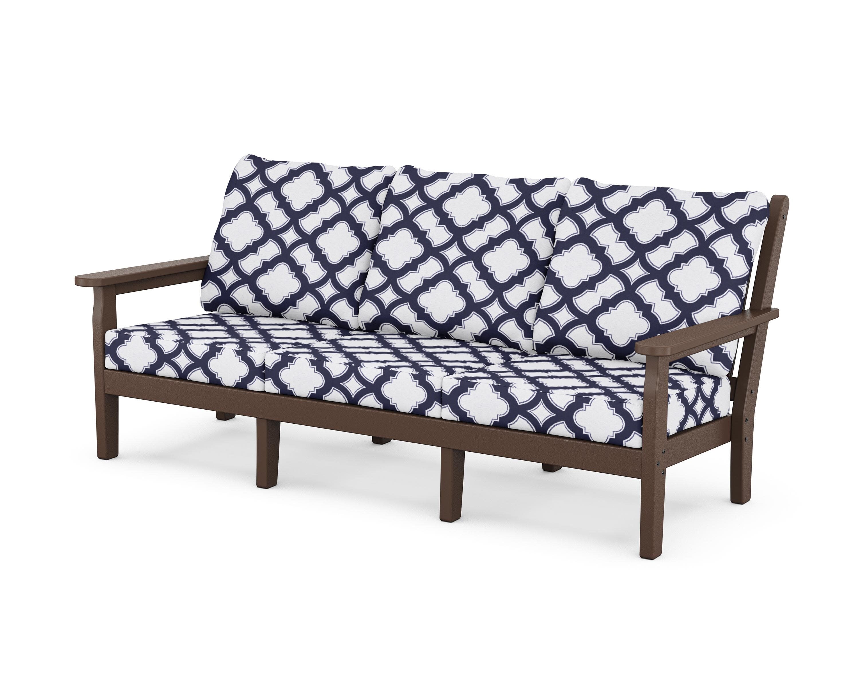 Chippendale Deep Seating Sofa in Mahogany / Trellis Navy