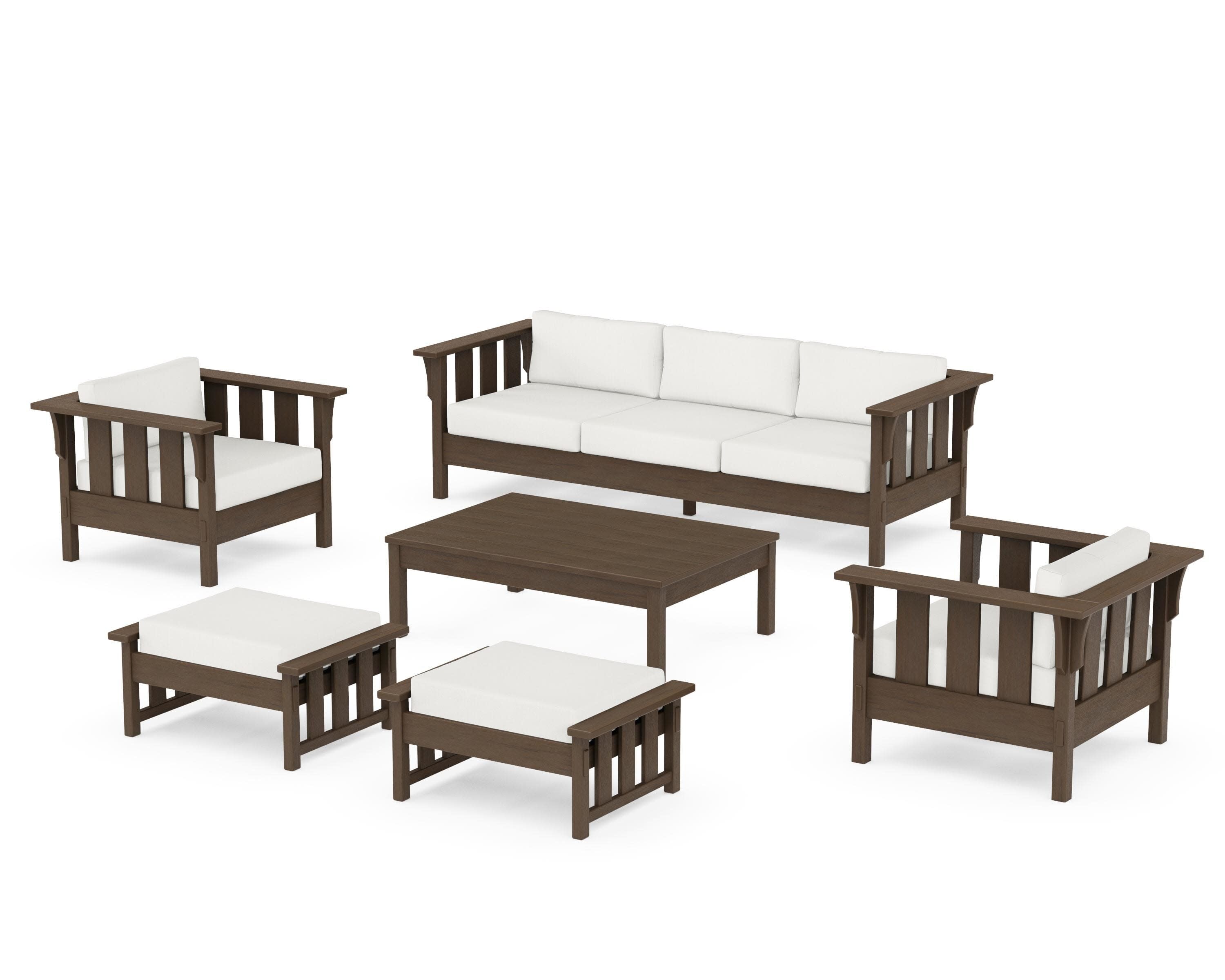 Acadia 6-Piece Lounge Sofa Set in Kona / Natural Linen