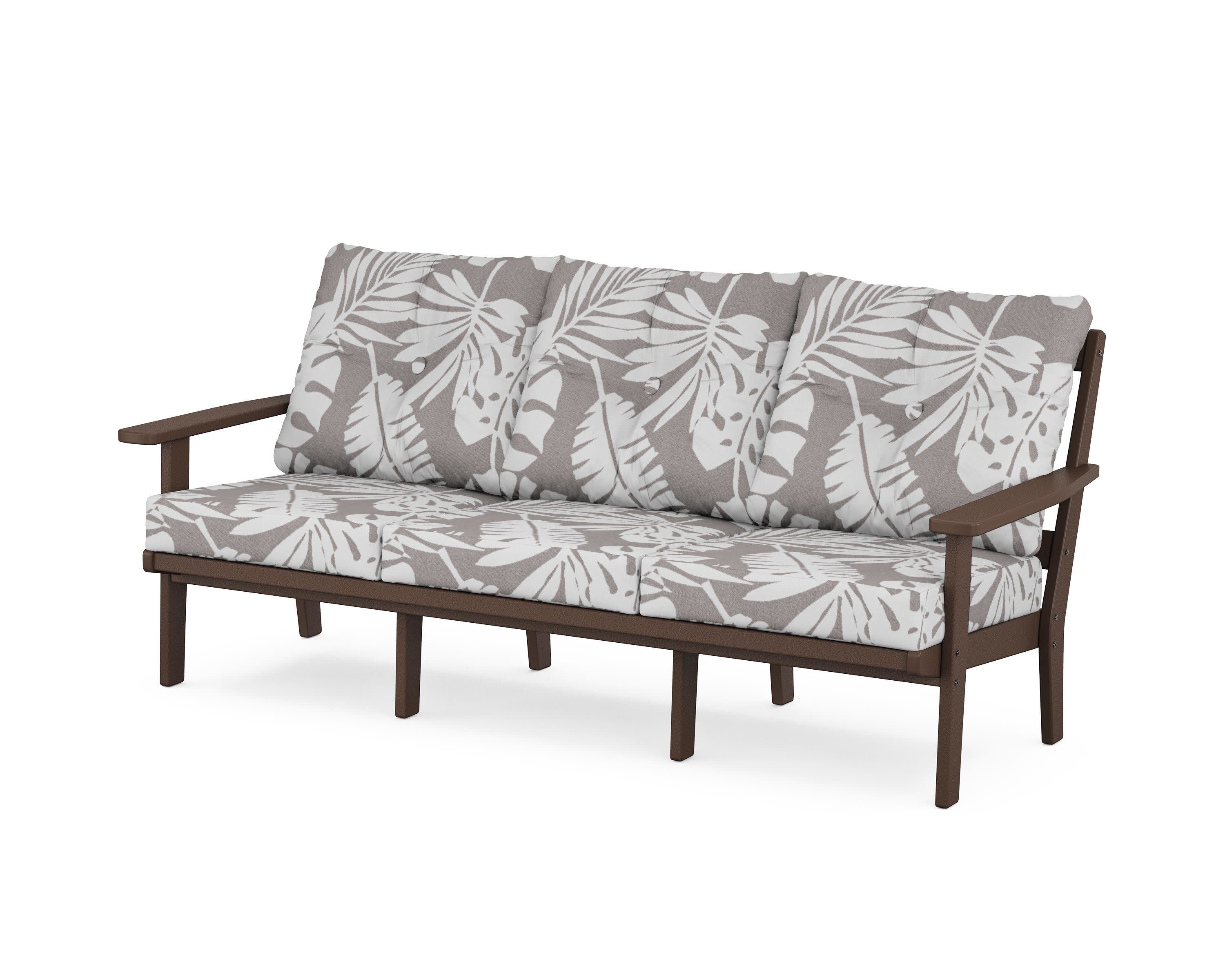 PrairieDeep Seating Sofa in Mahogany / Leaf Grey Mist