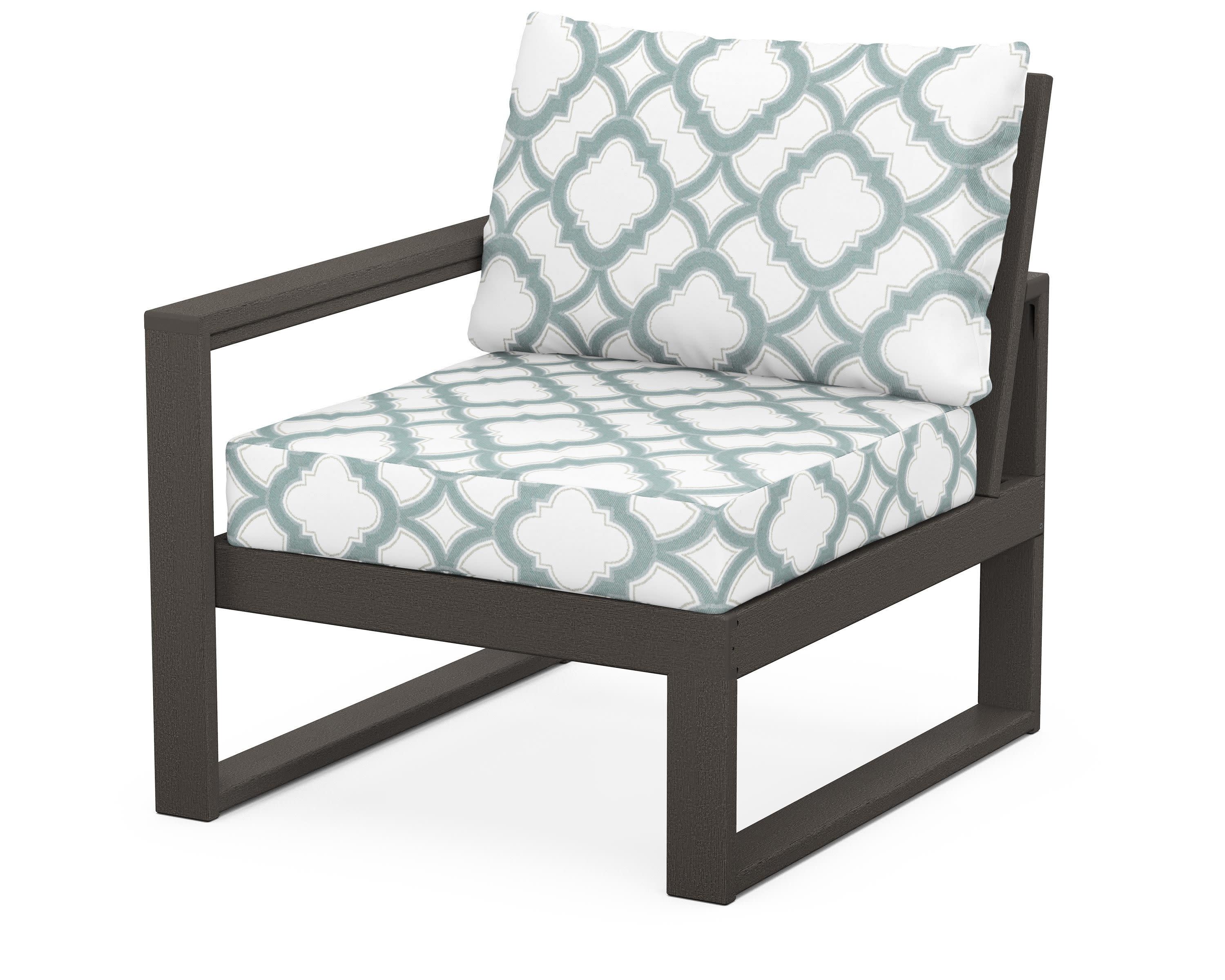 EDGE Modular Left Arm Chair in Vintage Coffee / Trellis Glacier Spa