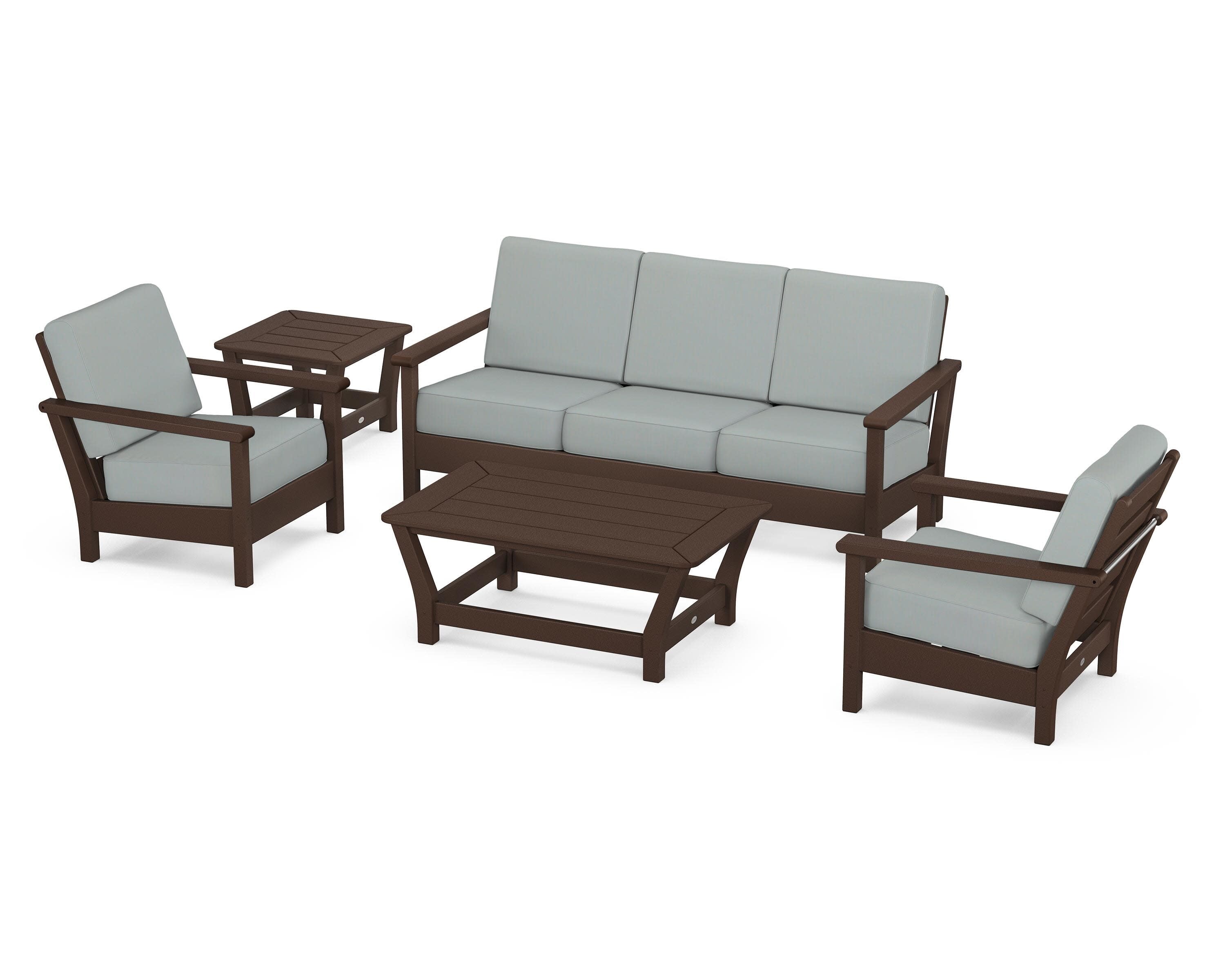 Harbour 5-Piece Deep Seating Set in Mahogany / Spa