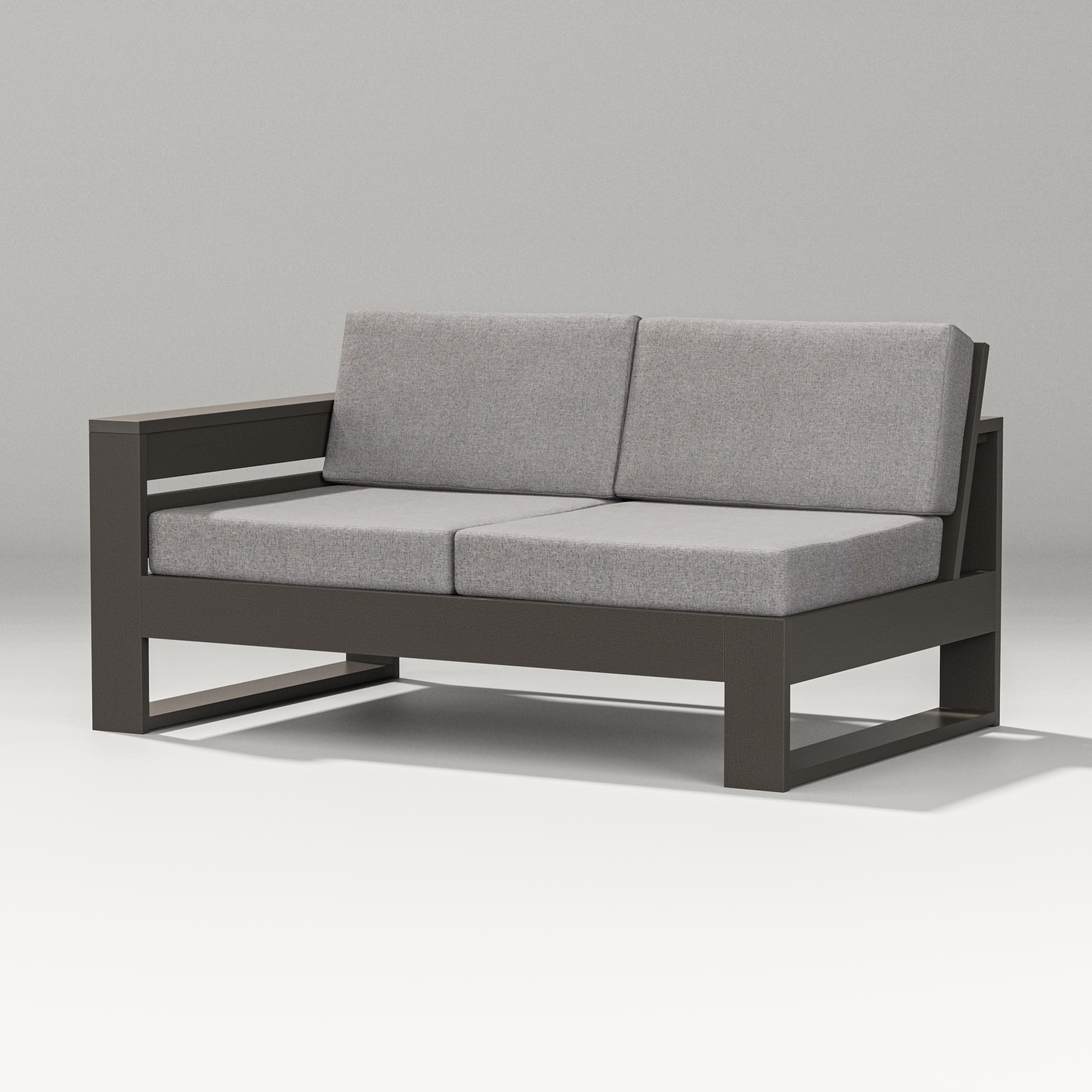 Latitude Modular Left Arm Loveseat in Vintage Coffee / Grey Mist