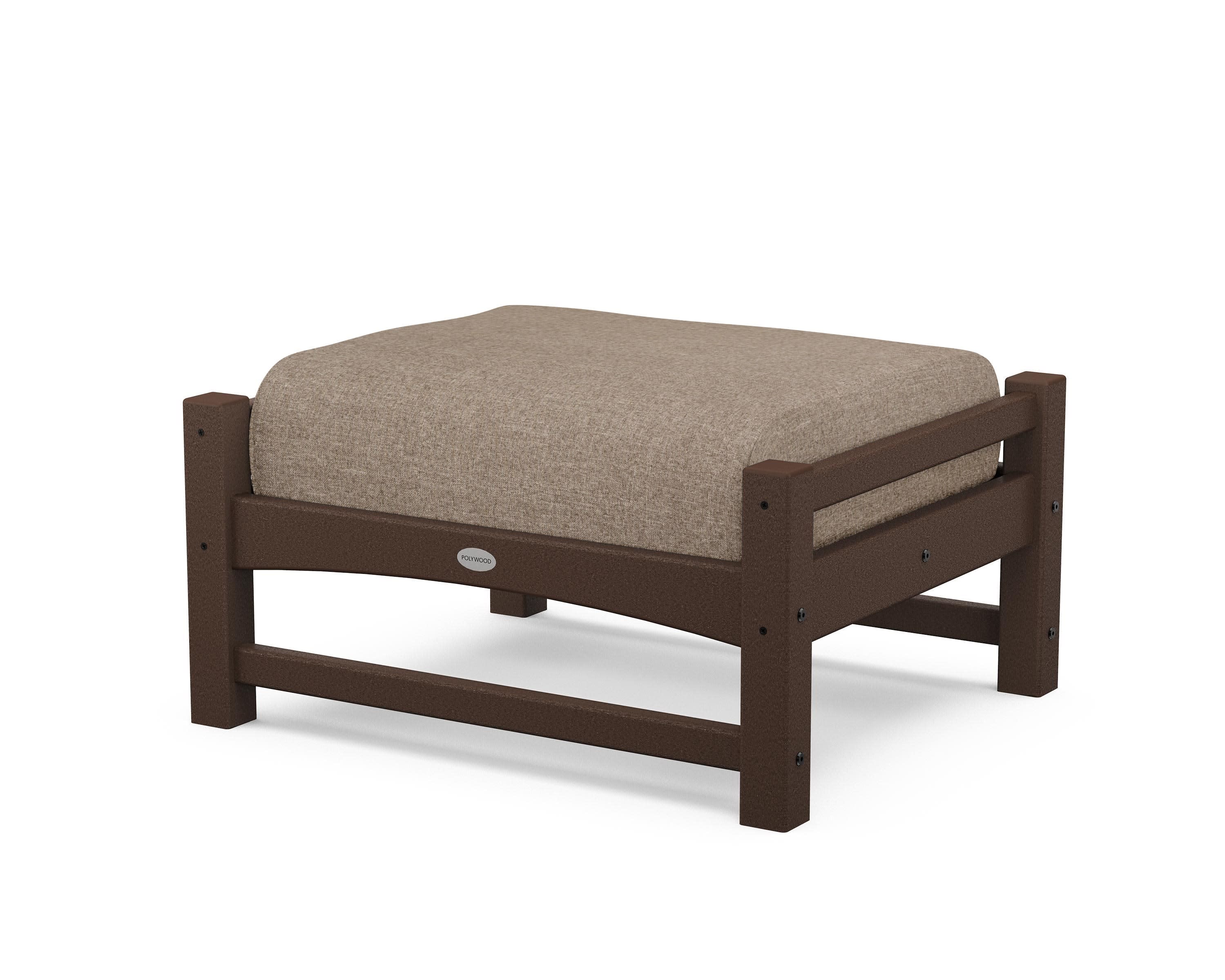 Club Ottoman in Mahogany / Spiced Burlap