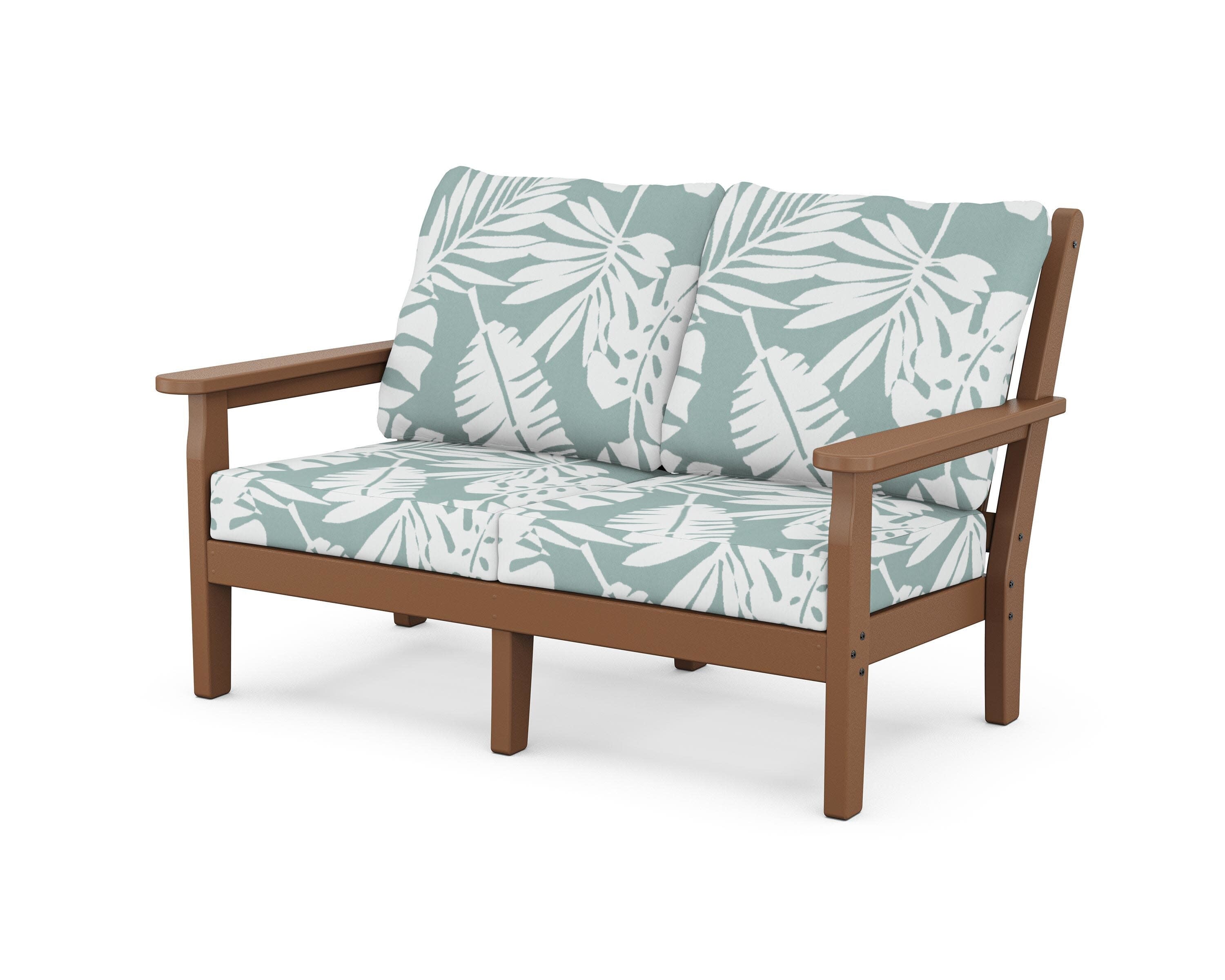 Chippendale Deep Seating Loveseat in Teak / Leaf Glacier Spa