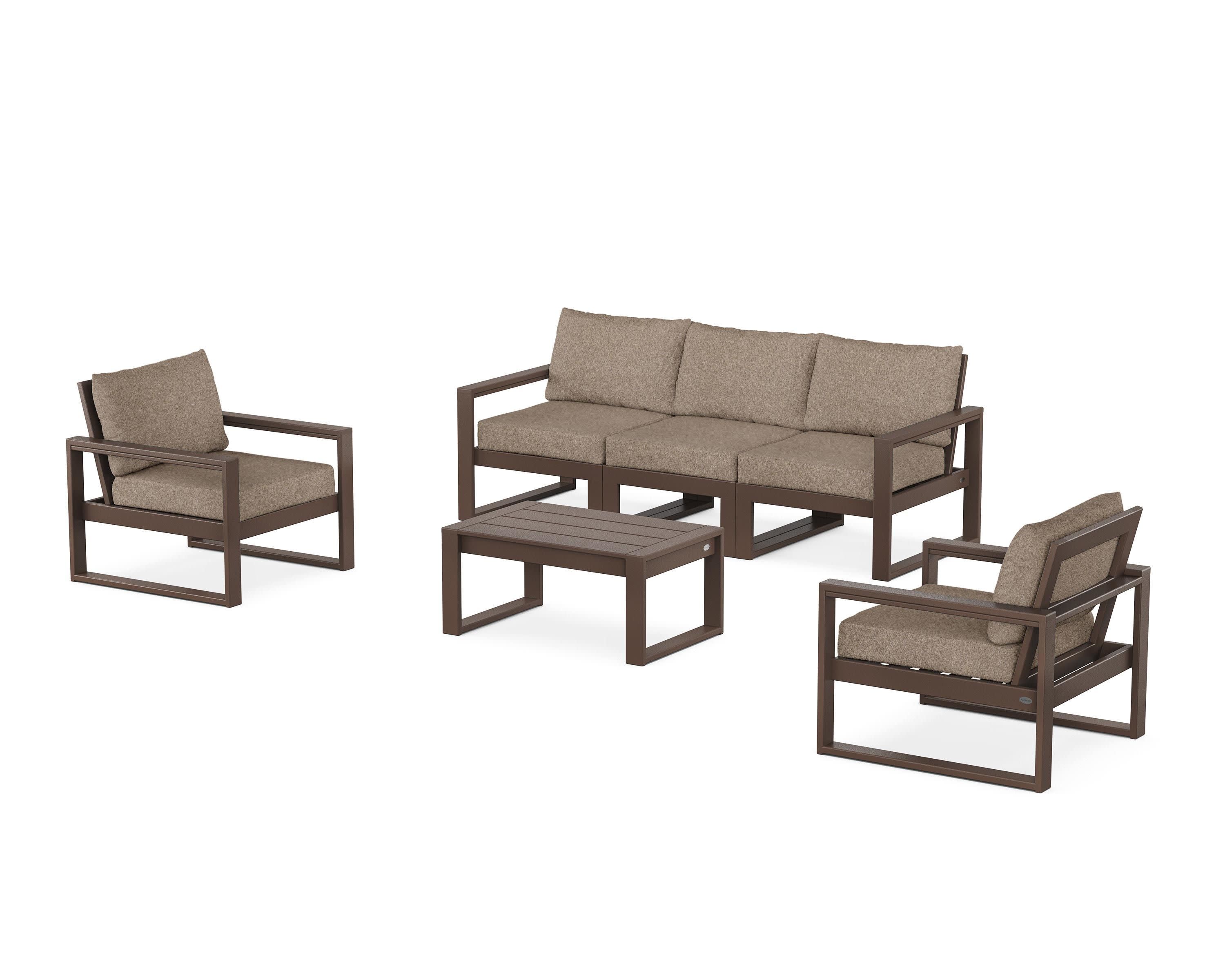 EDGE Sectional 4-Piece Deep Seating Set with Sofa in Mahogany / Spiced Burlap