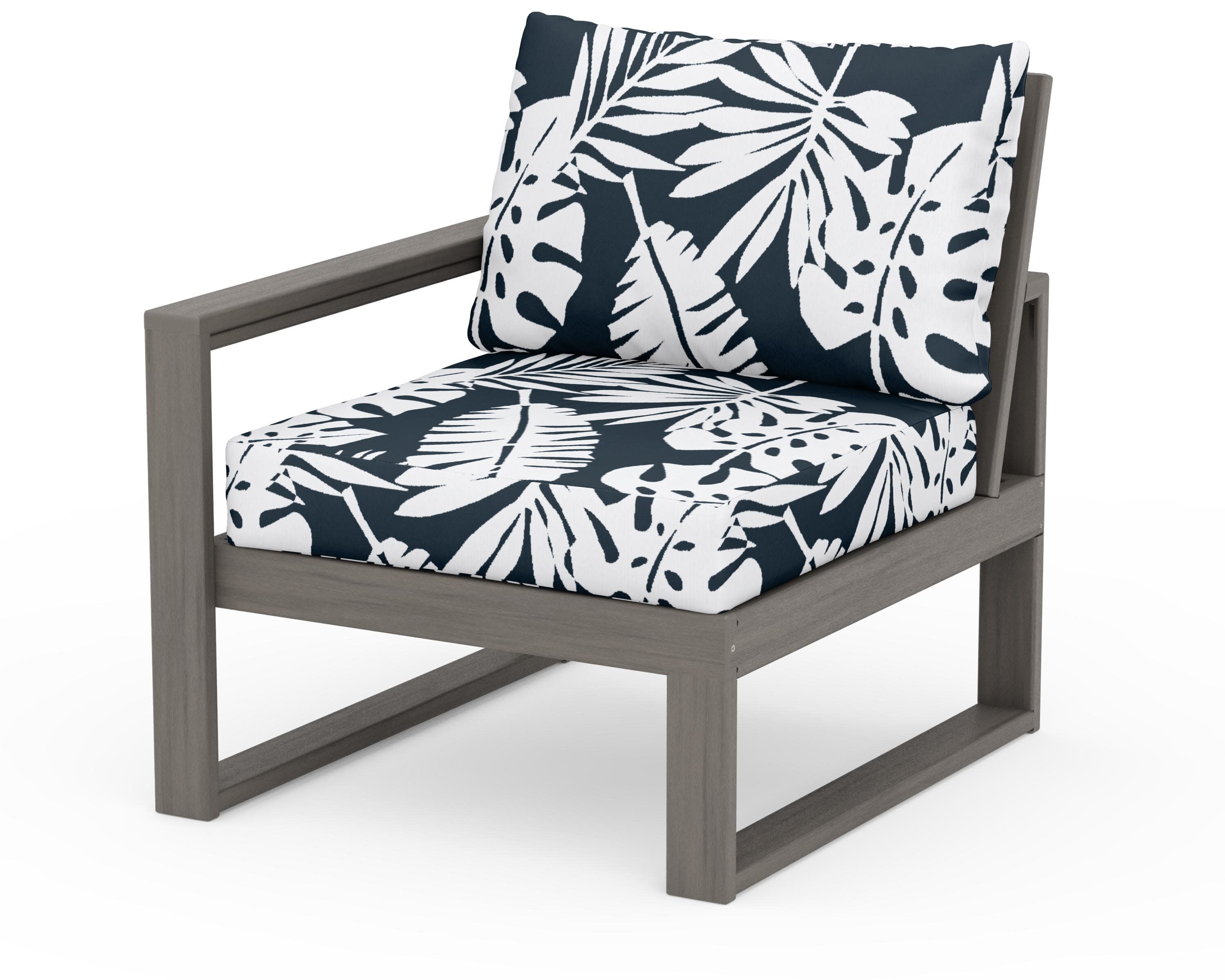 EDGE Modular Left Arm Chair in Driftwood / Leaf Marine Indigo