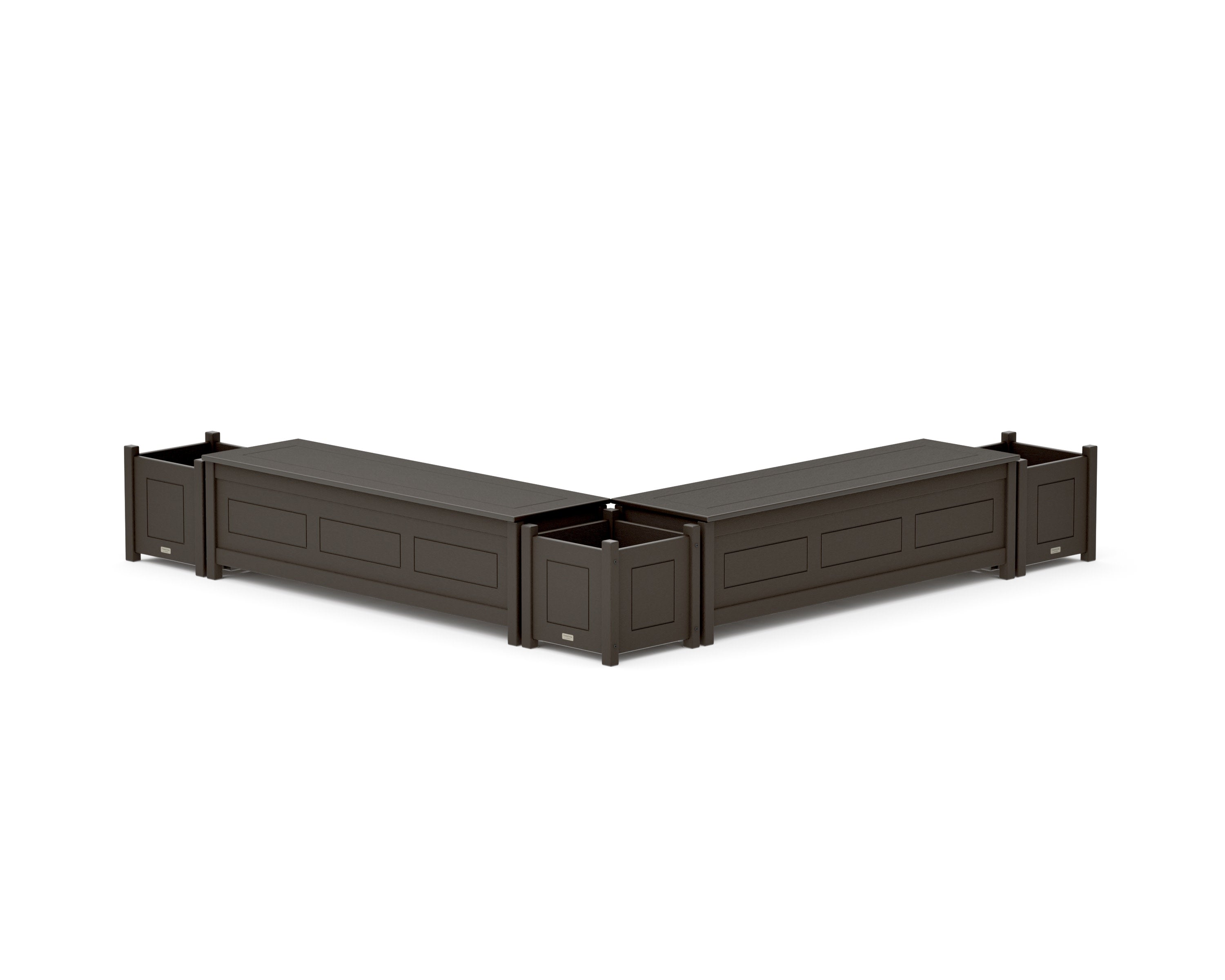 60" Country Living L- Shaped Planter Storage Bench Corner Set in Vintage Coffee