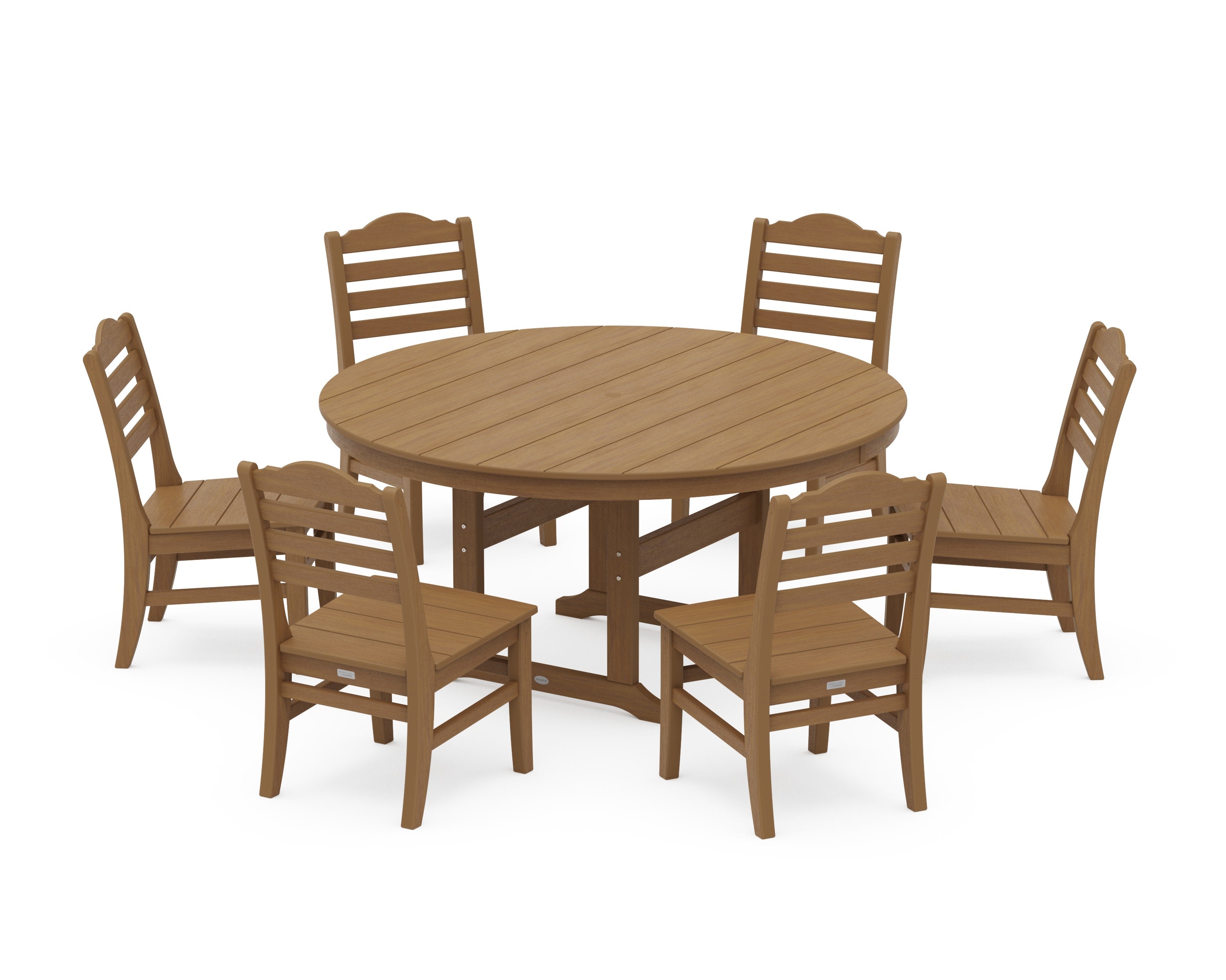 Savannah 7-Piece Side Chair Round Farmhouse Dining Set in Natural