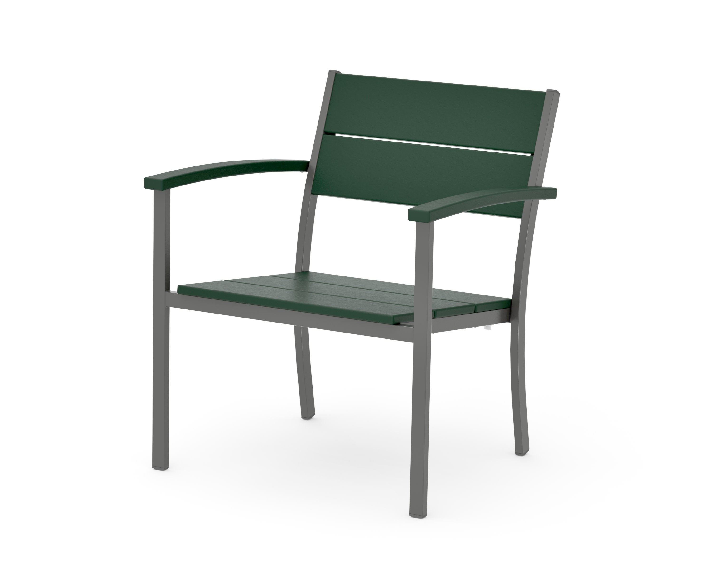 Main Street Stacking Lounge Arm Chair in Charcoal / Green