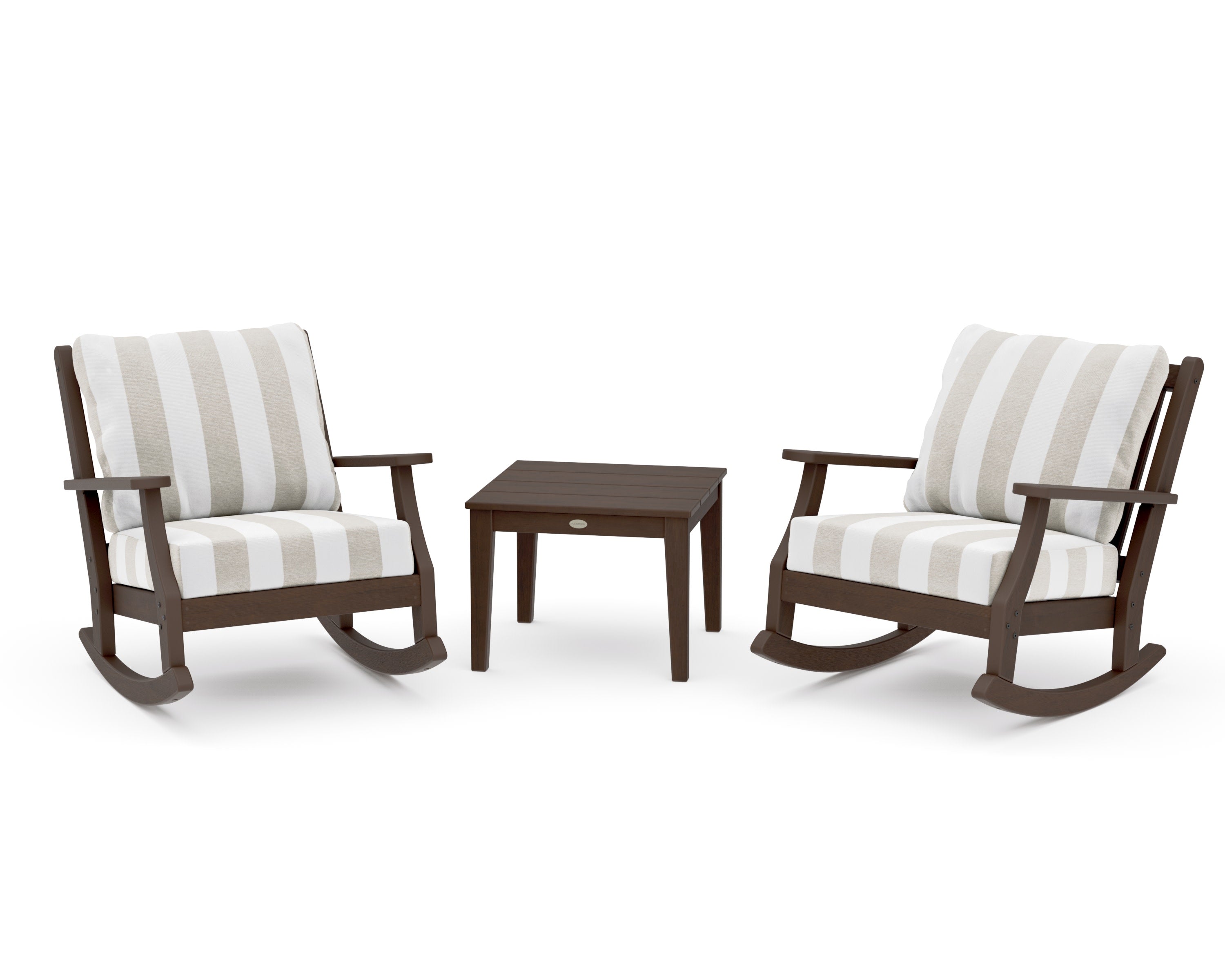 Wovendale 3-Piece Deep Seating Rocker Set in Kona / Cabana Stripe Dune Burlap