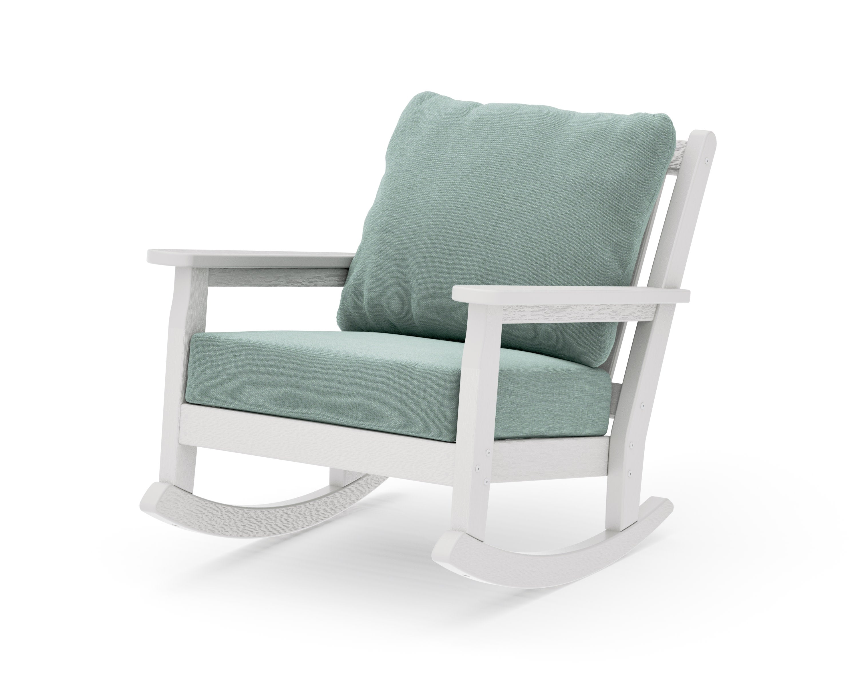 Chippendale Deep Seating Rocking Chair in Vintage White / Glacier Spa