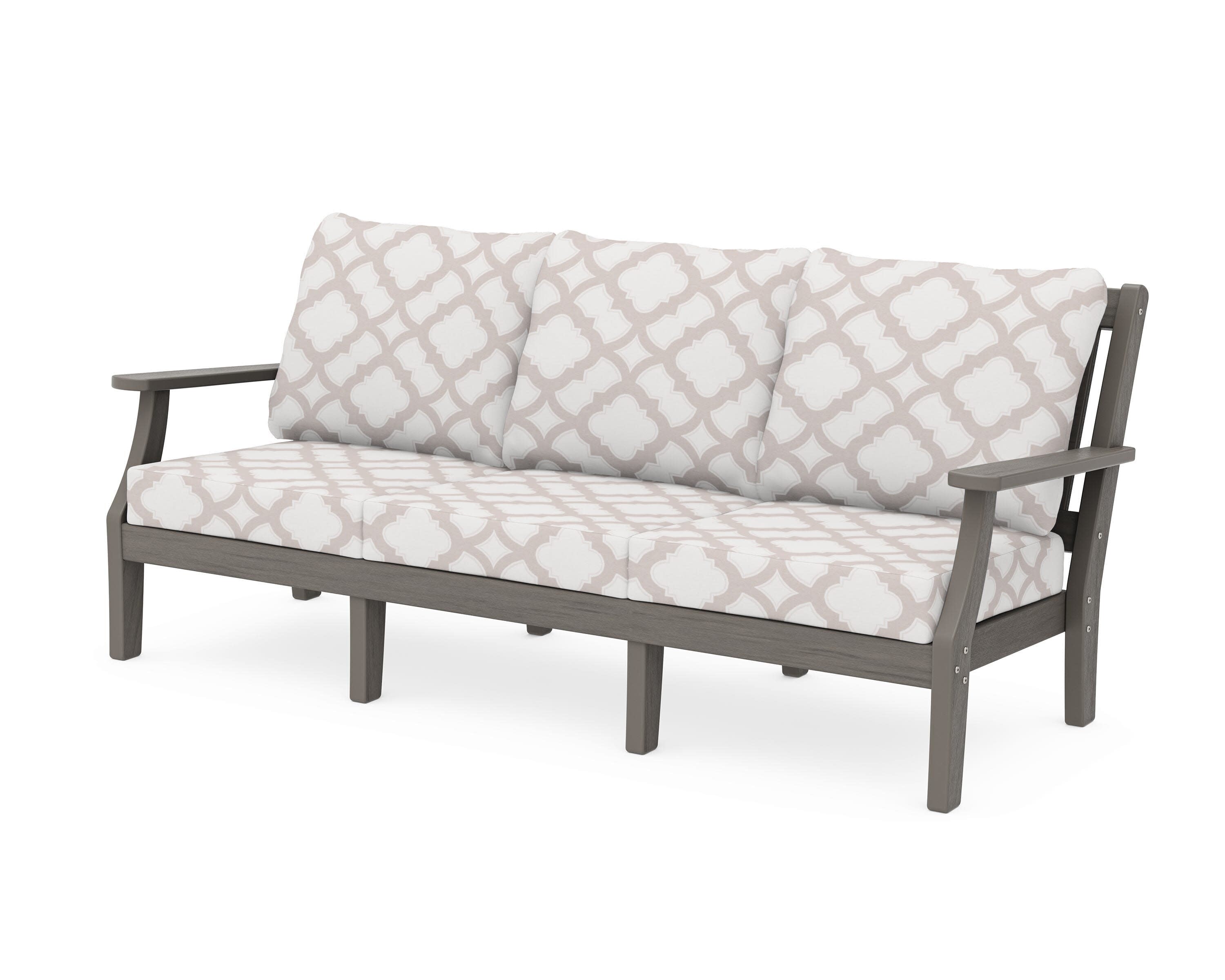 Chinoiserie Deep Seating Sofa in Driftwood / Trellis Dune Burlap