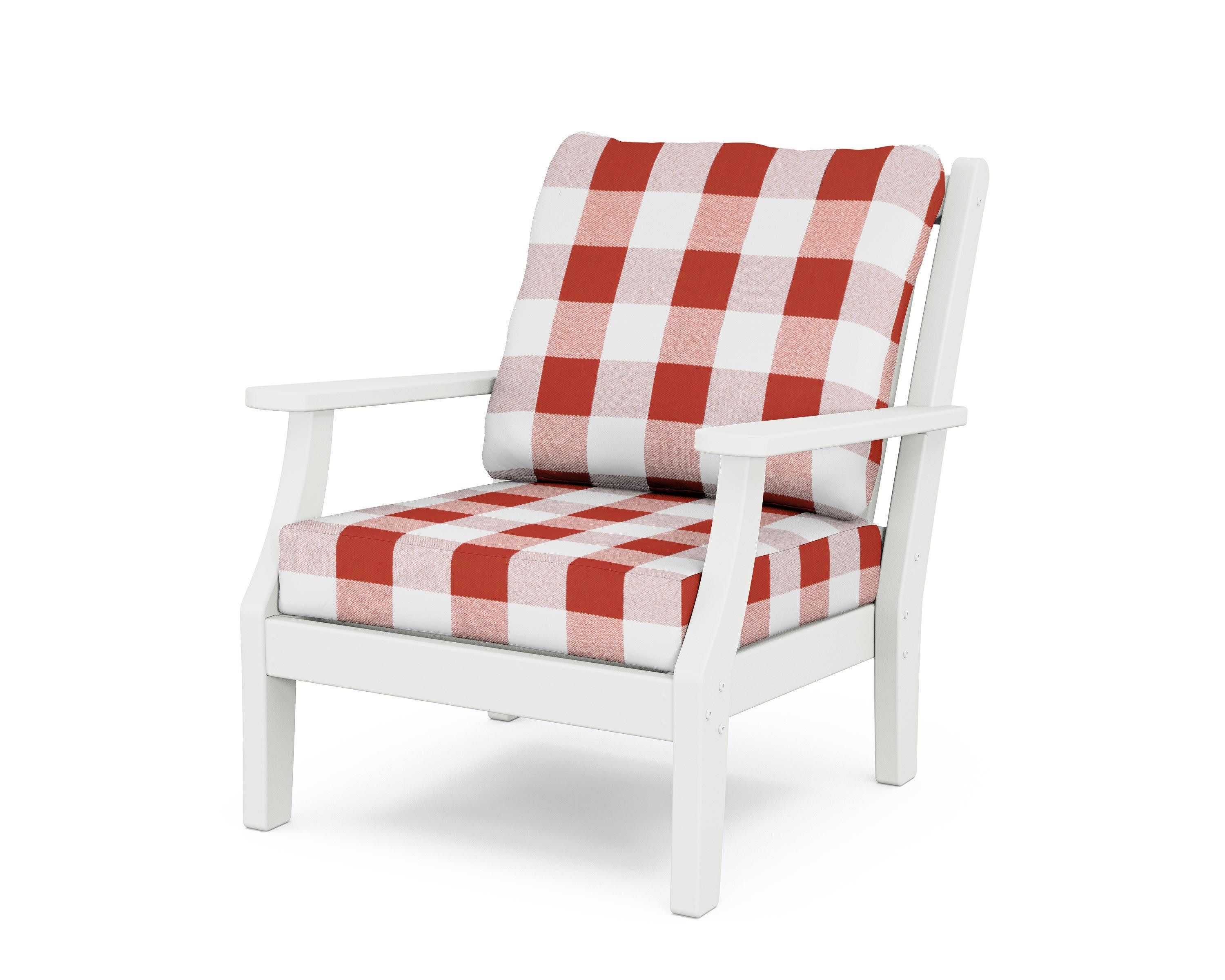 Wovendale Deep Seating Chair in White / Buffalo Plaid Crimson