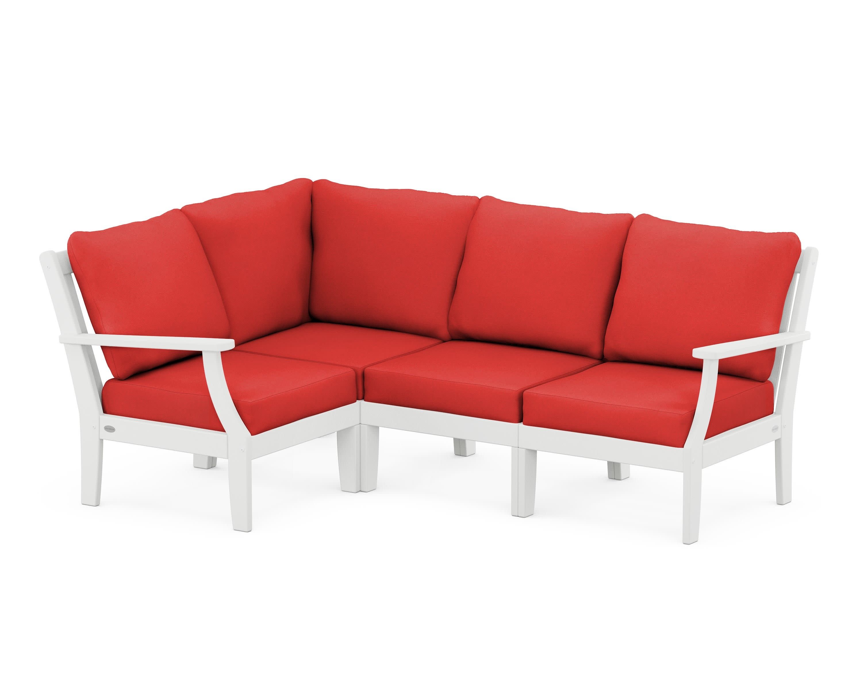 Braxton Modular 4-Piece Deep Seating Set in White / Crimson Linen