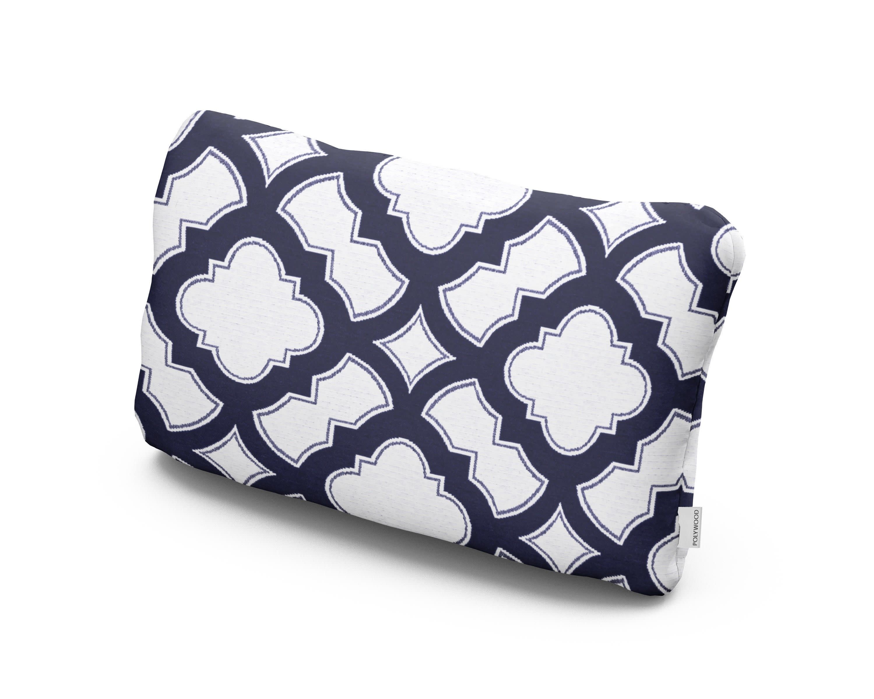 Outdoor Lumbar Pillow in Trellis Navy