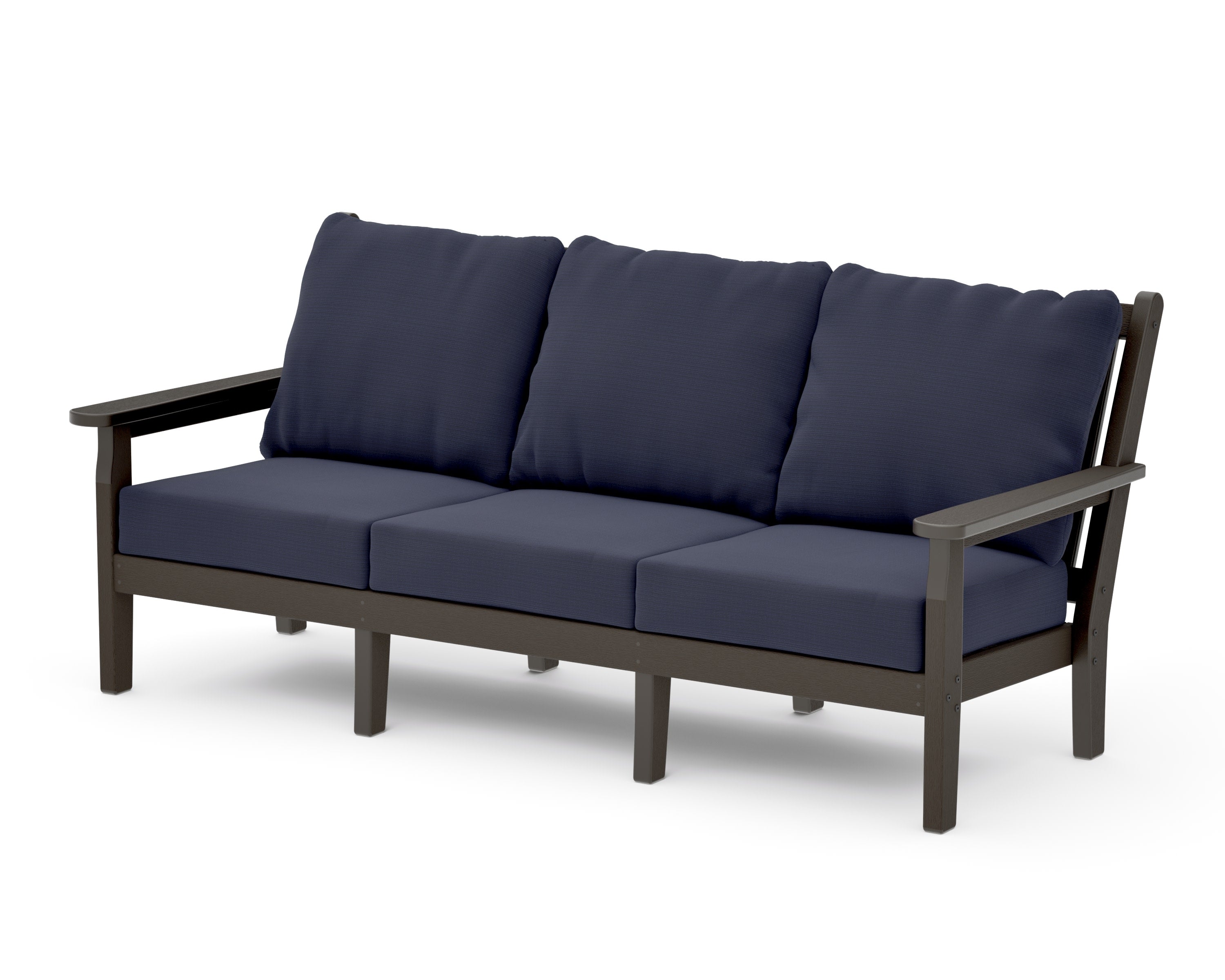 Chippendale Deep Seating Sofa in Vintage Coffee / Navy Linen