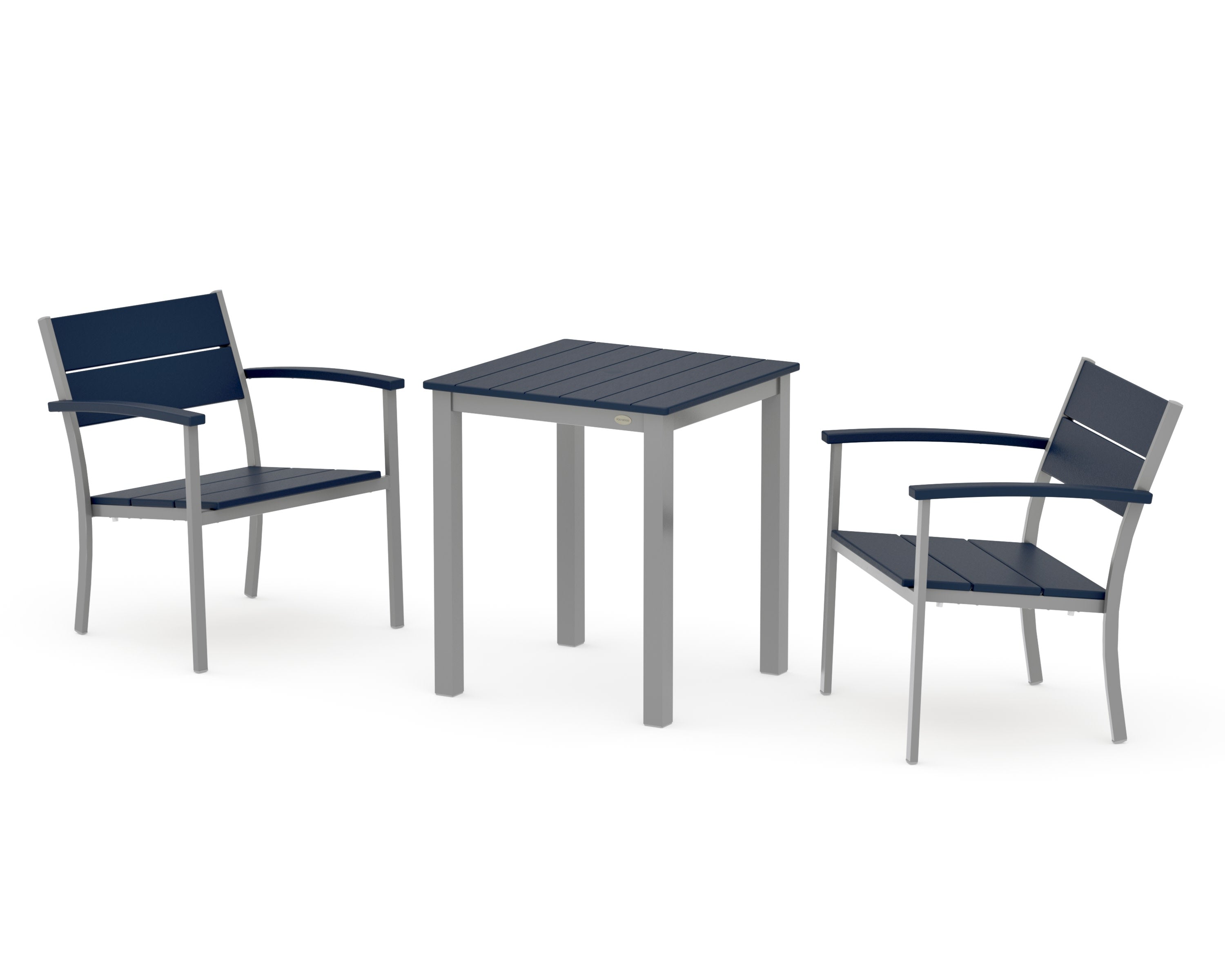 Main Street 3-Piece Square Dining Set in Silver / Navy