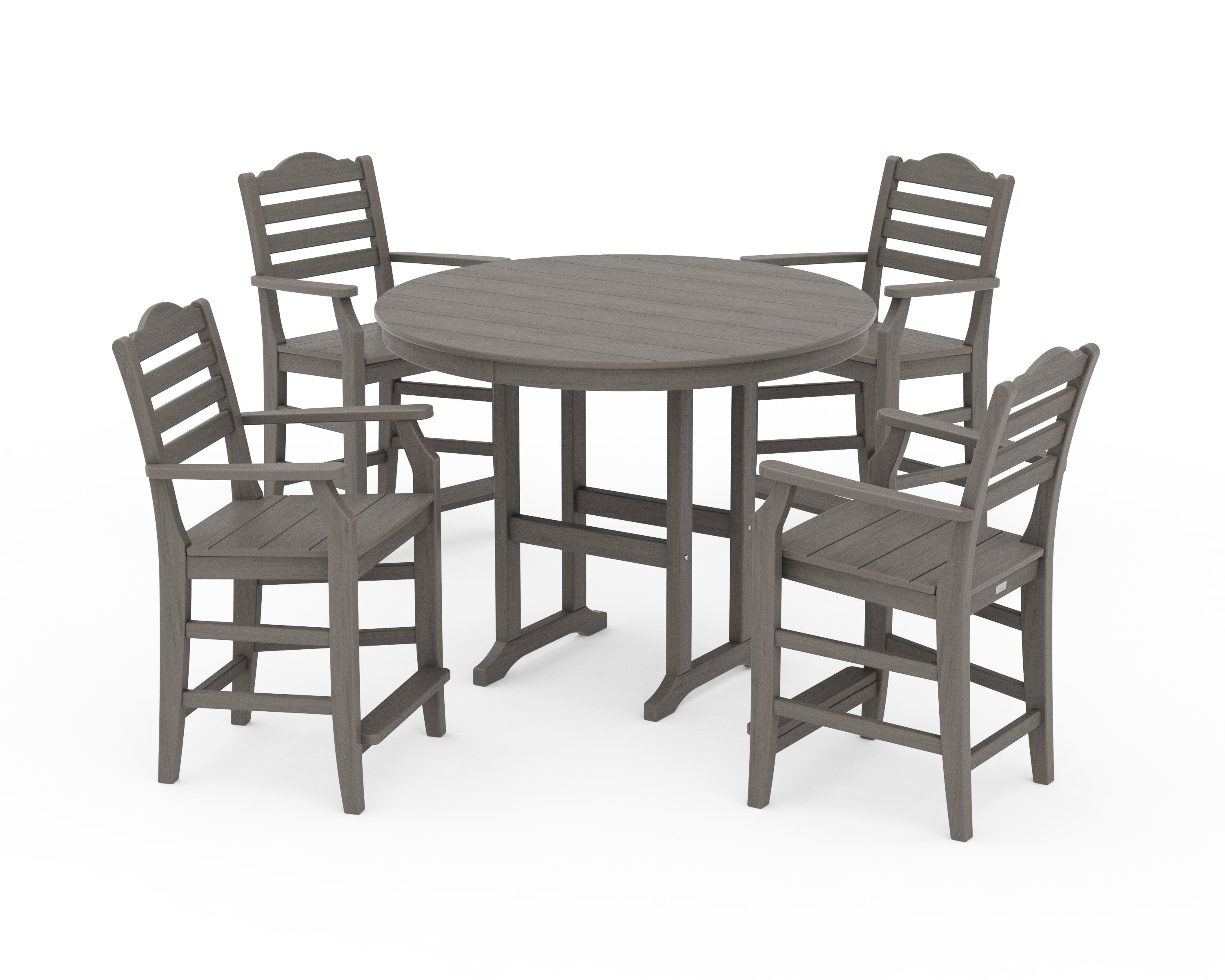 Savannah 5-Piece Round Farmhouse Counter Set in Driftwood