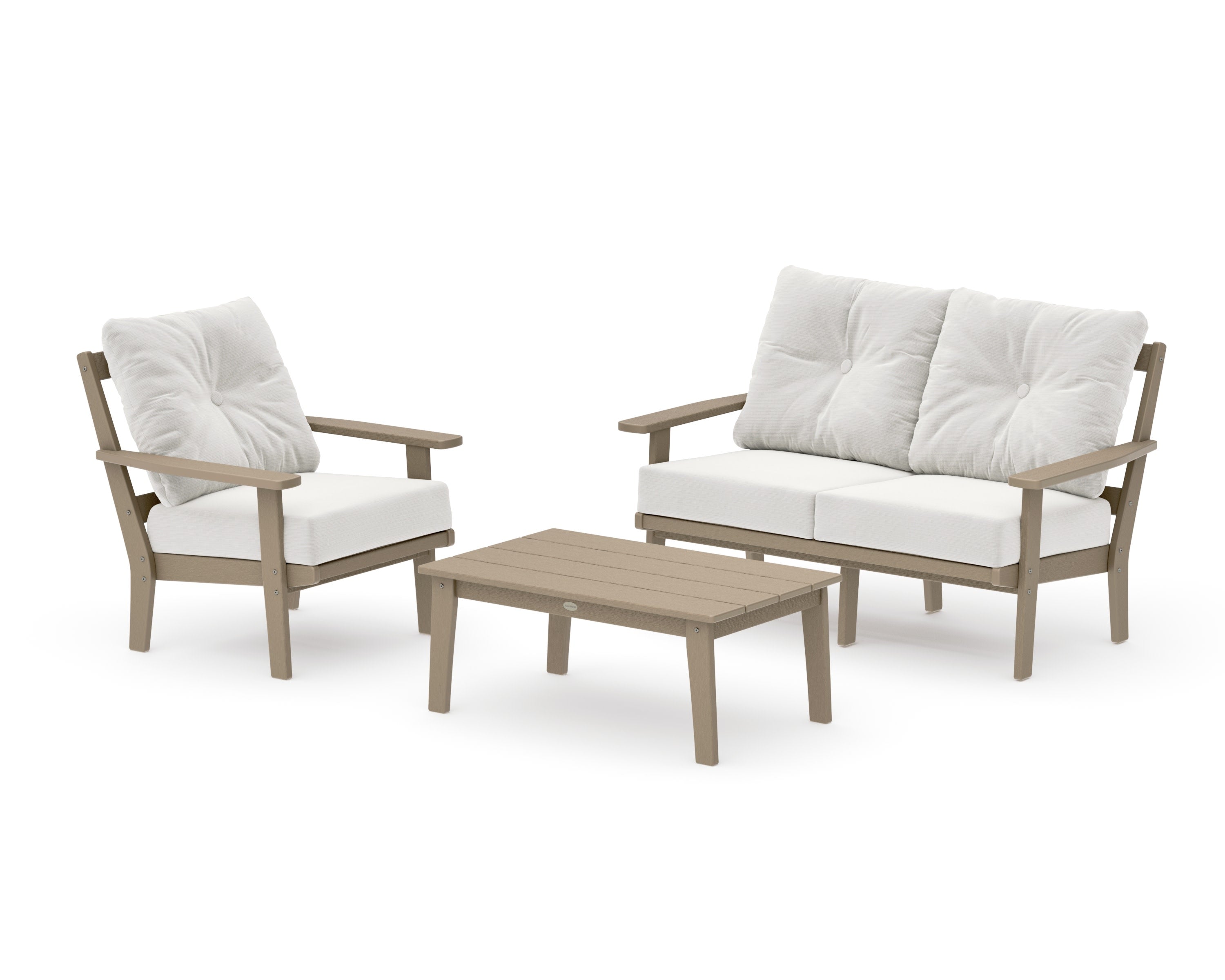Prairie 3-Piece Deep Seating Set with Loveseat in Vintage Sahara / Natural Linen