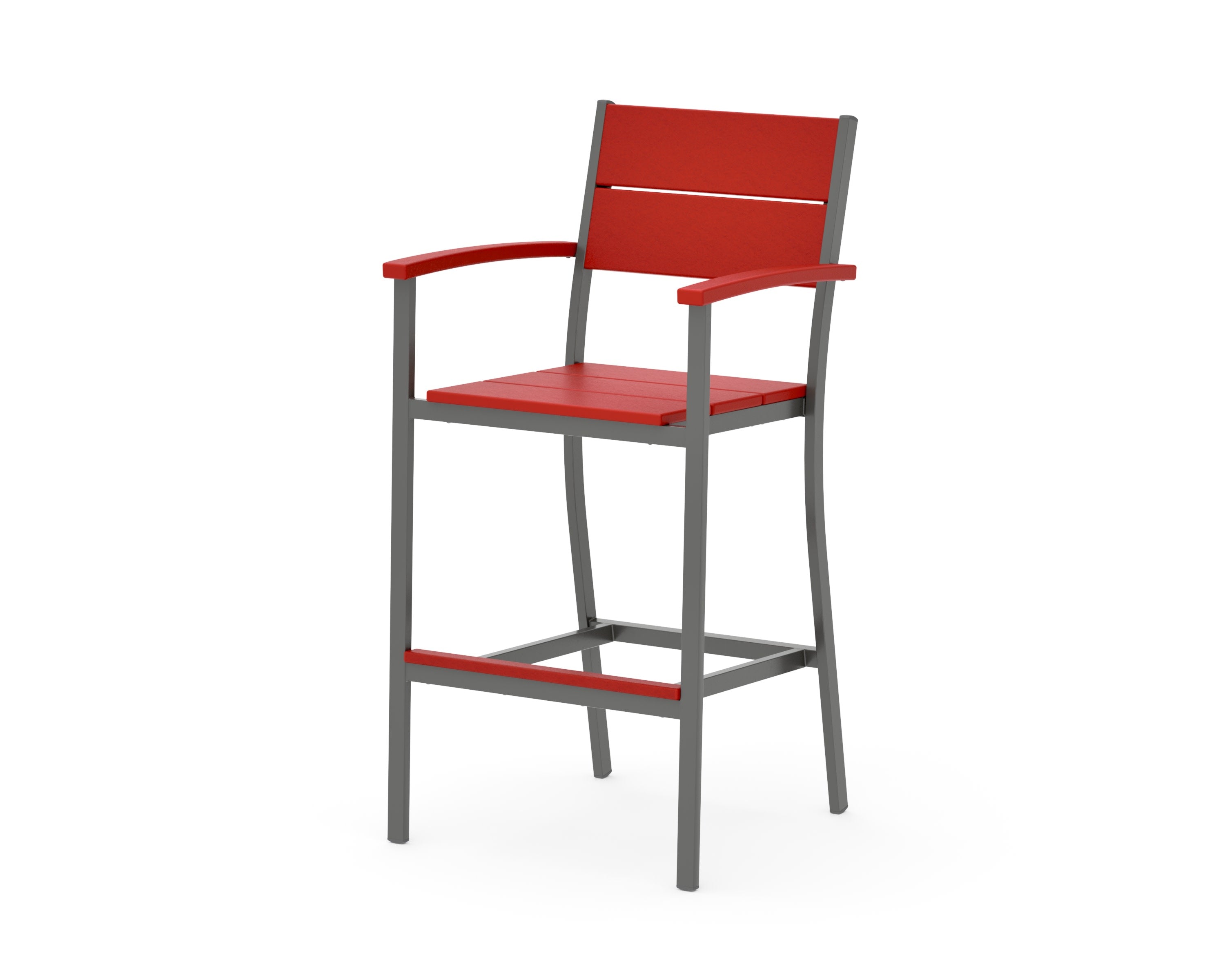 Main Street Bar Arm Chair in Charcoal / Sunset Red