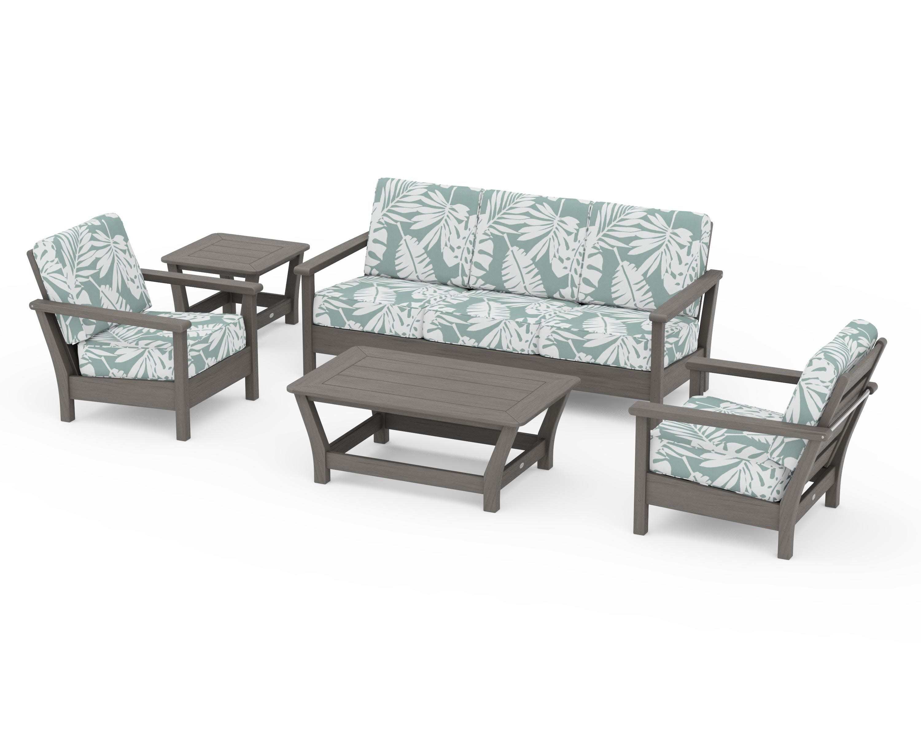 Harbour 5-Piece Deep Seating Set in Driftwood / Leaf Glacier Spa