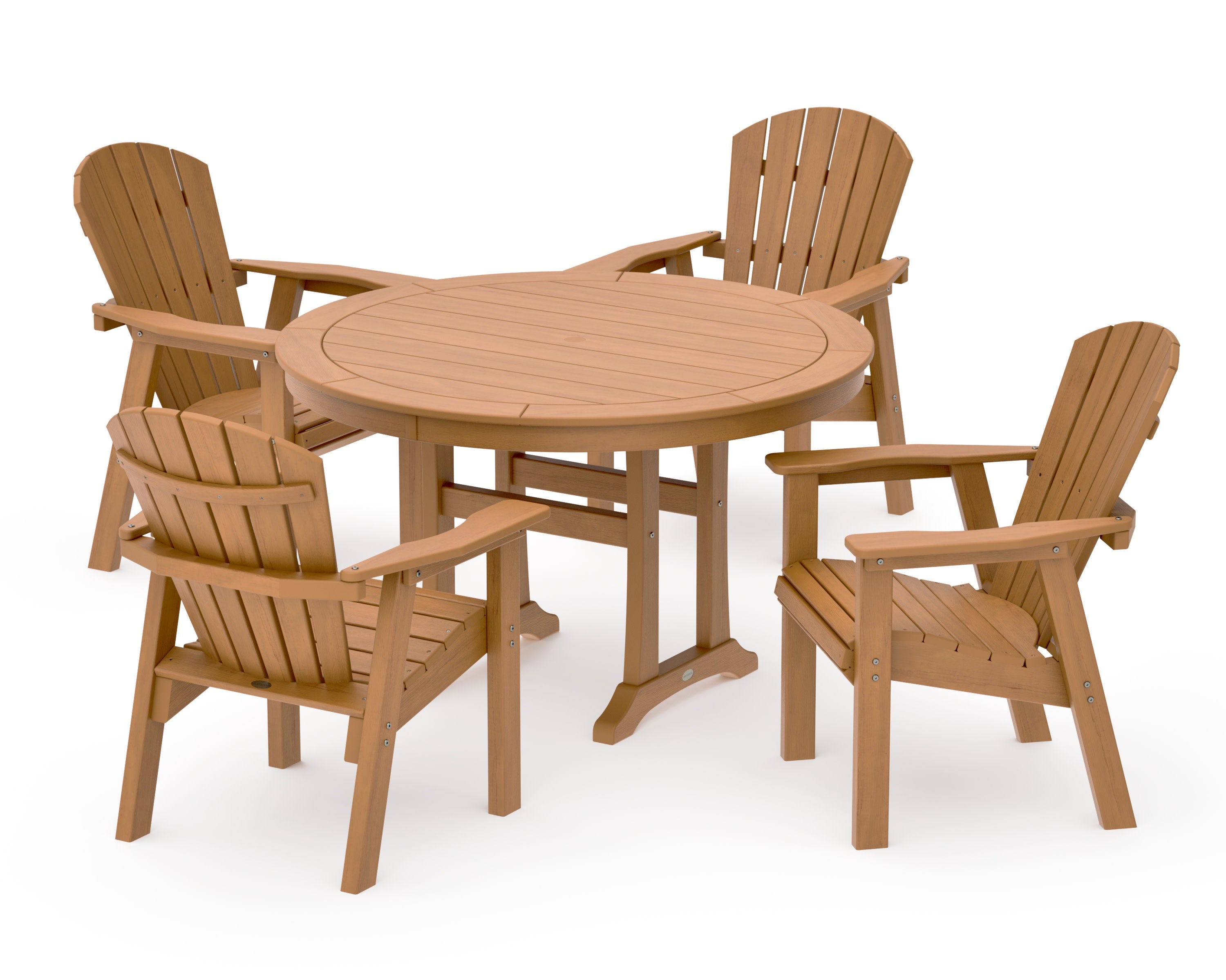 Seashell 5-Piece Round Dining Set with Trestle Legs in Natural