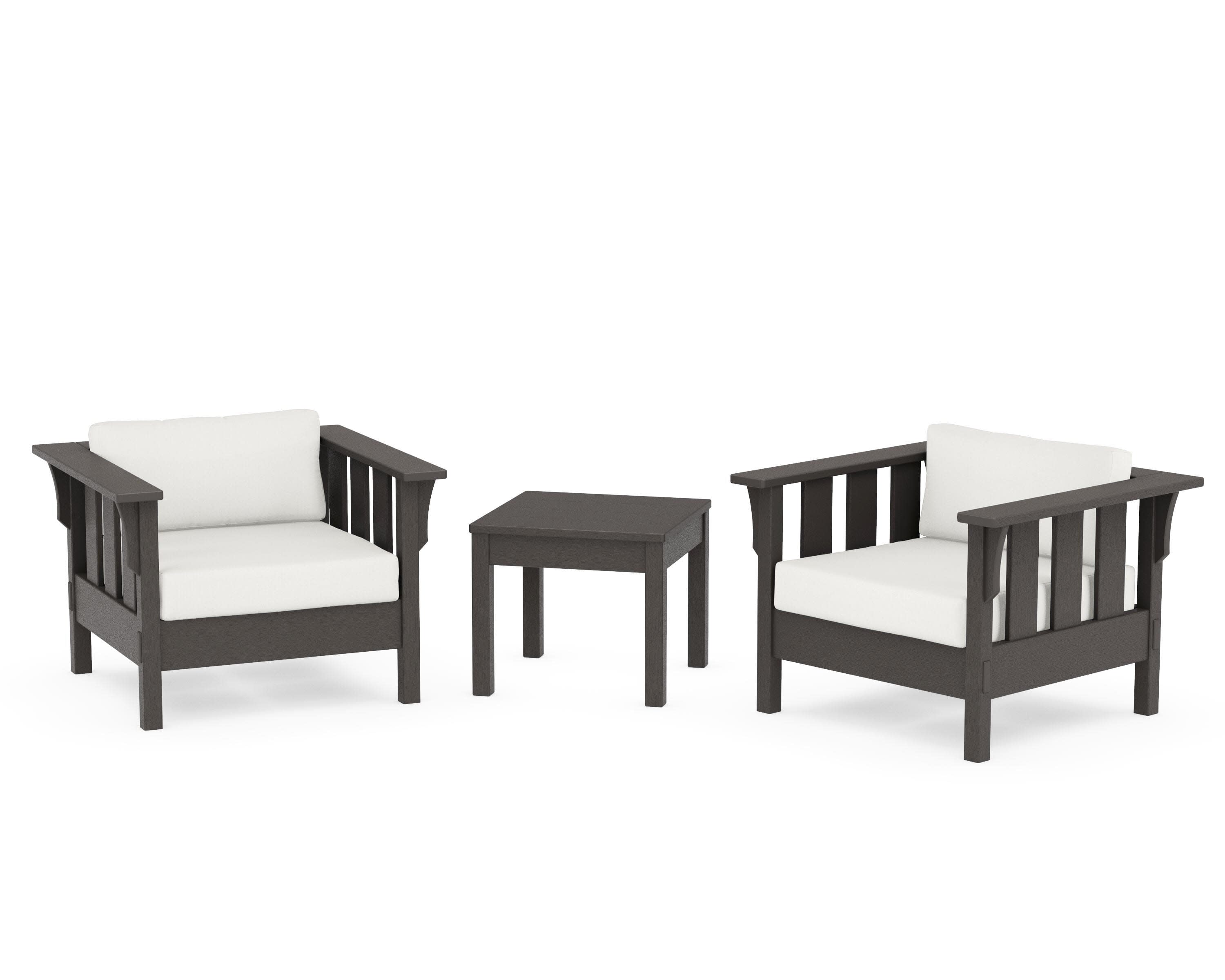 Acadia 3-Piece Deep Seating Set in Vintage Coffee / Natural Linen