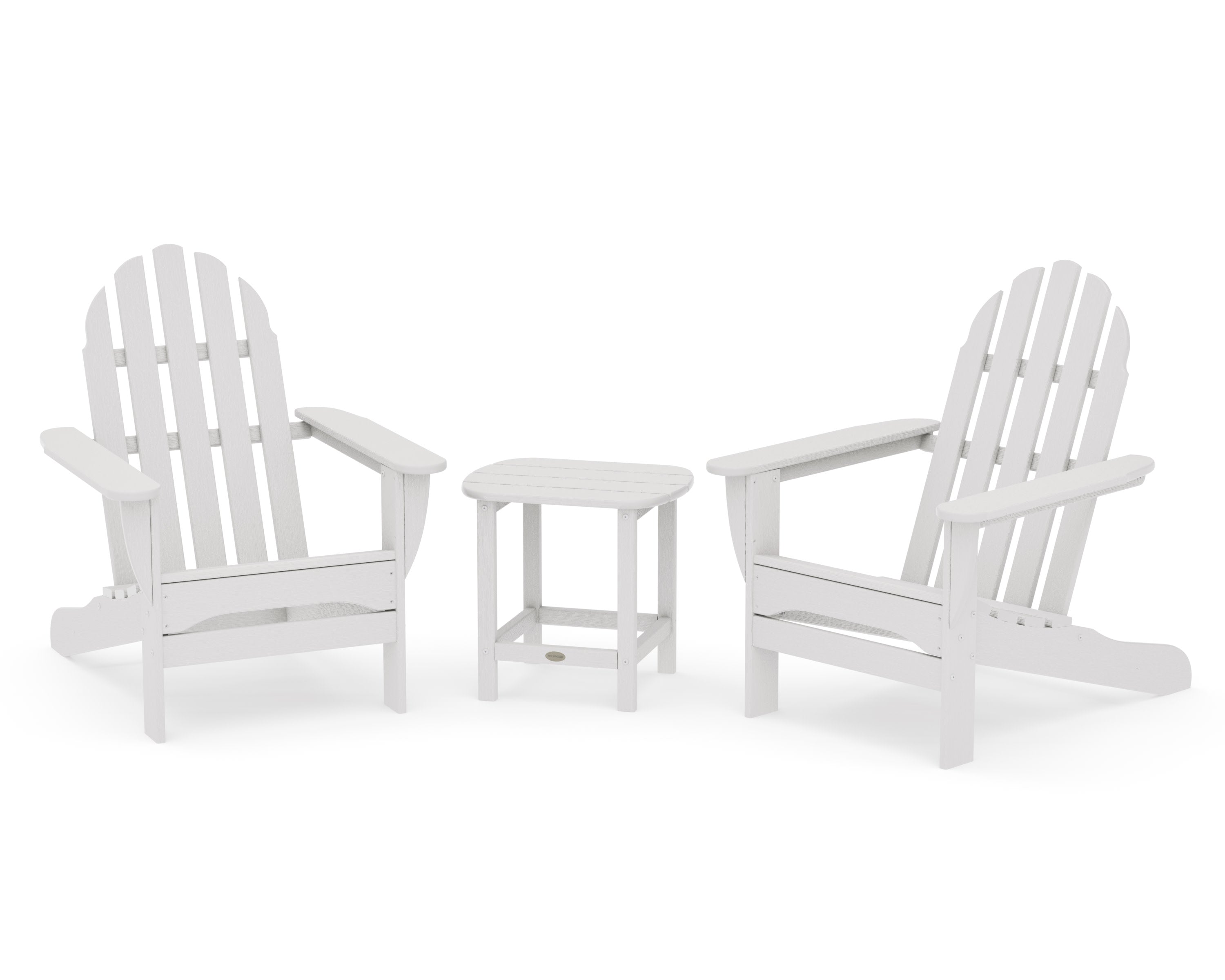 Classic Adirondack 3-Piece Set with South Beach 18" Side Table in Vintage White