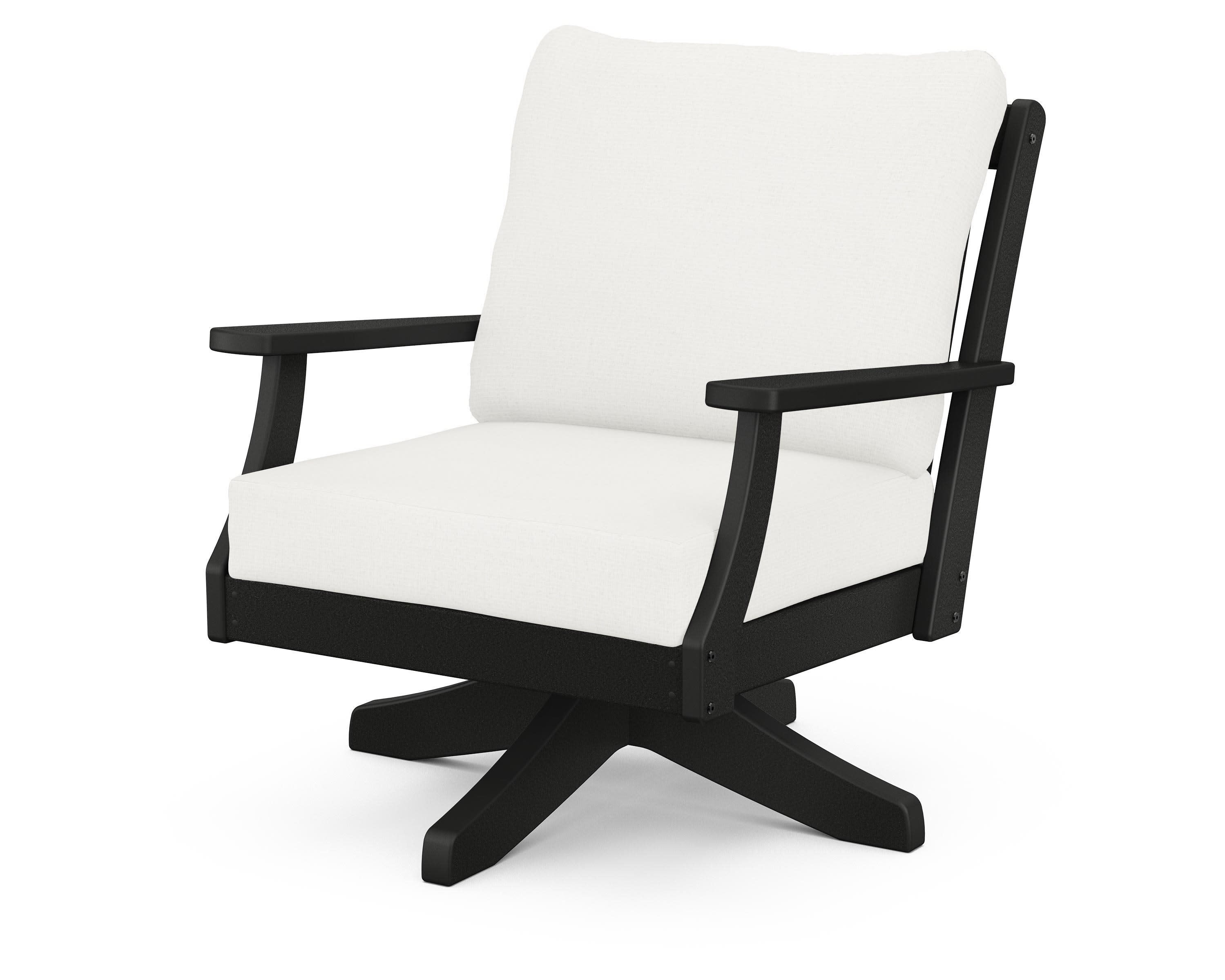 Braxton Deep Seating Swivel Chair in Black / Natural Linen