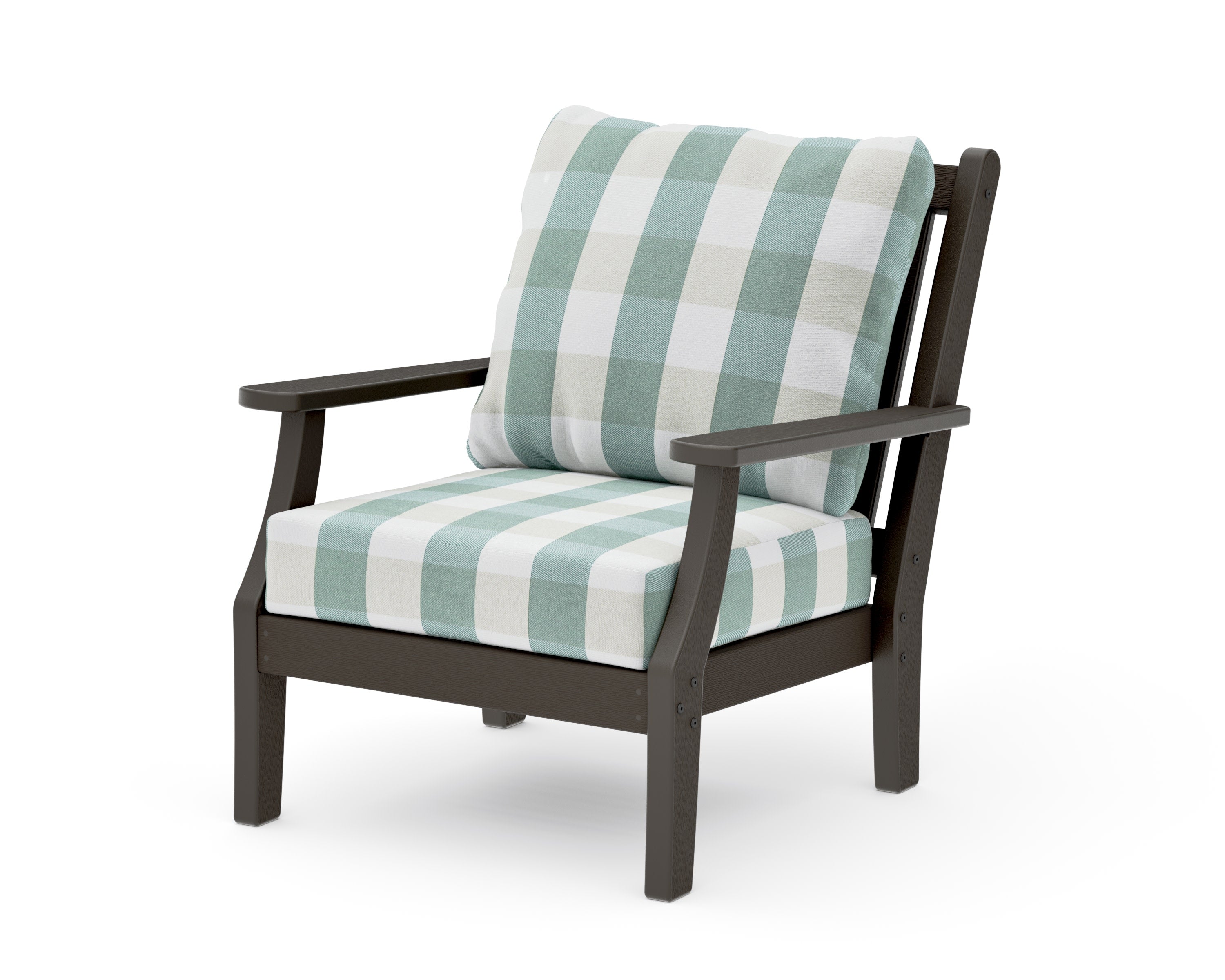 Wovendale Deep Seating Chair in Vintage Coffee / Buffalo Plaid Glacier Spa