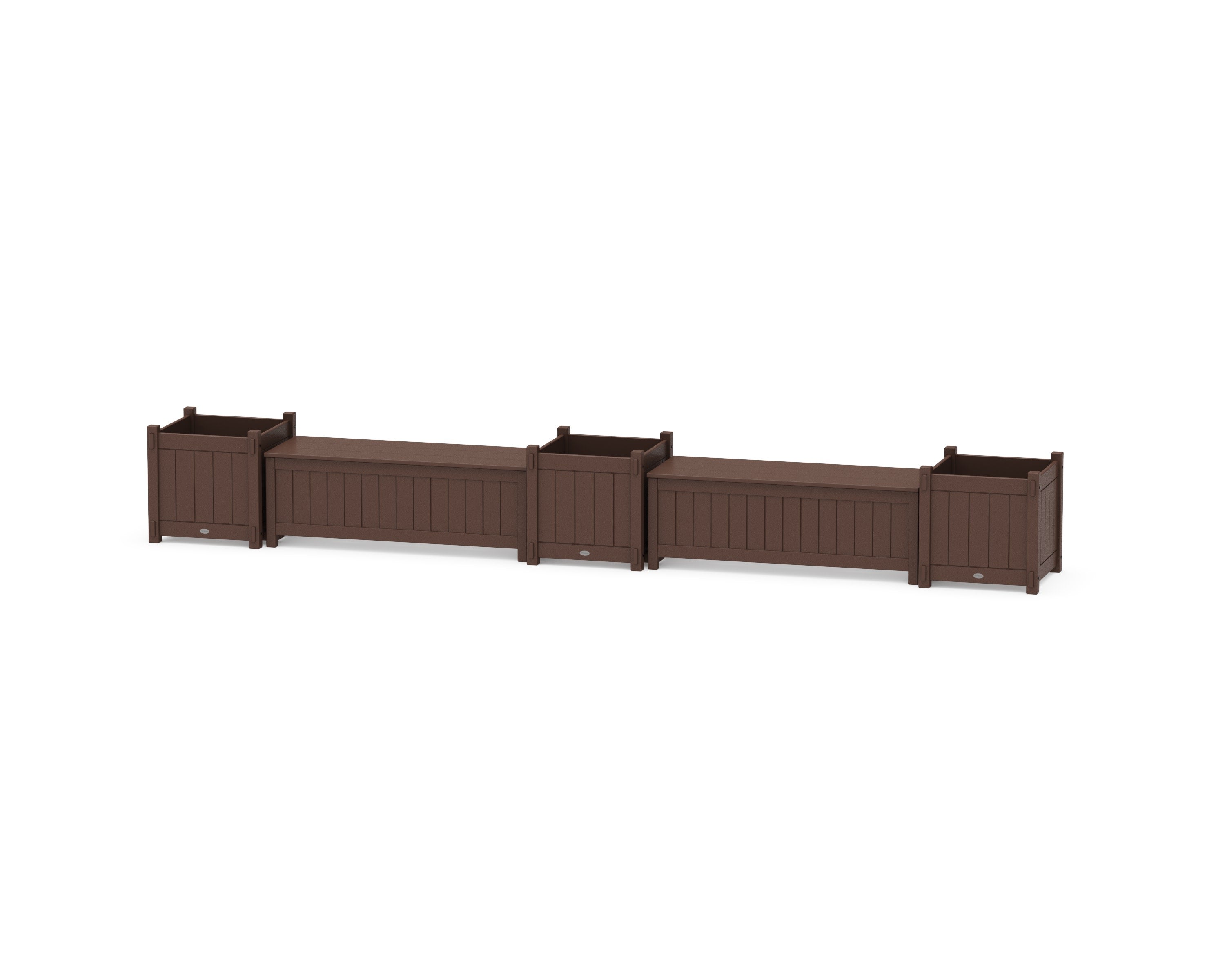 48" Vineyard Straight Double Planter Storage Bench Set- Large in Mahogany