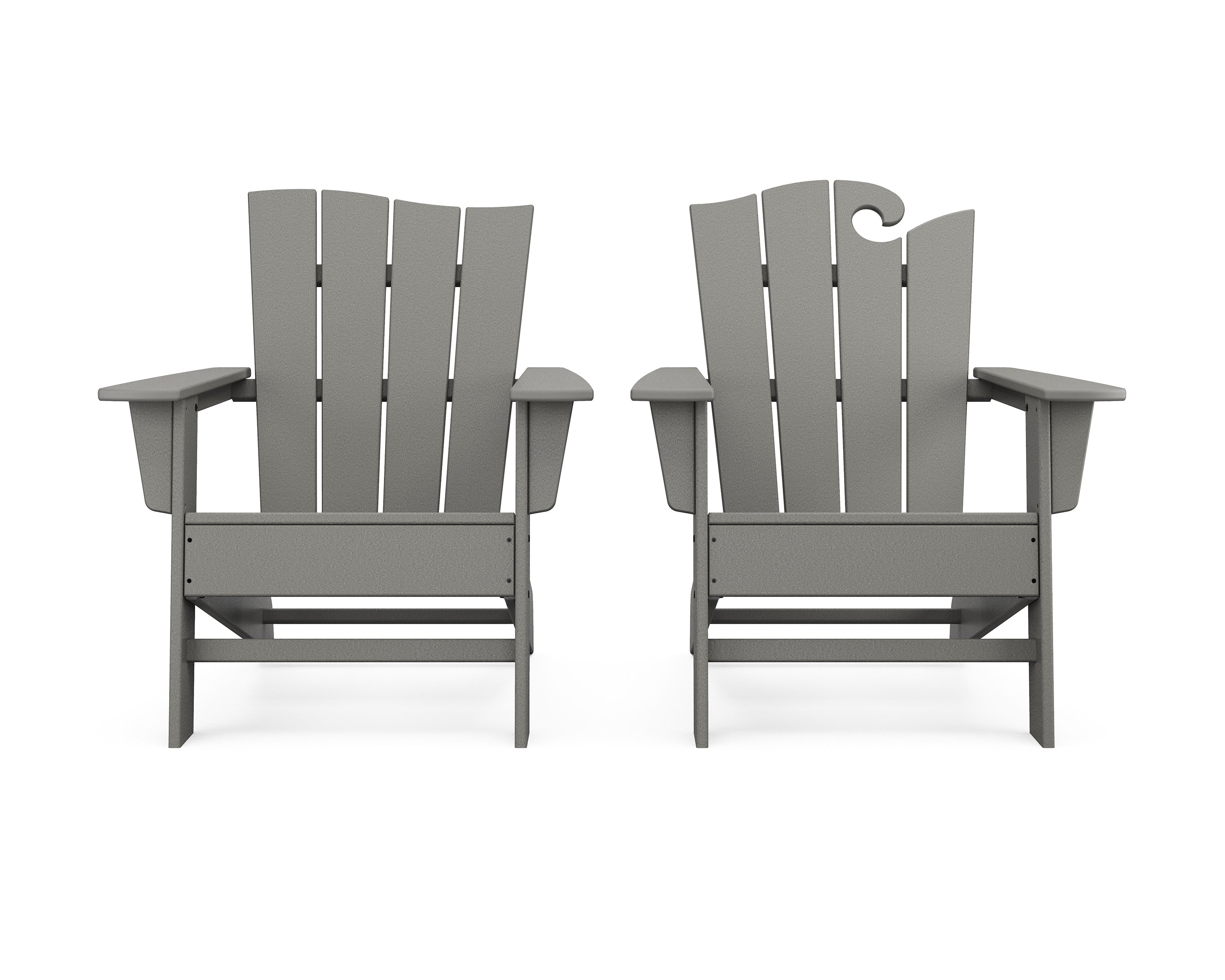 Wave 2-Piece Adirondack Set with The Wave Chair Left in Slate Grey