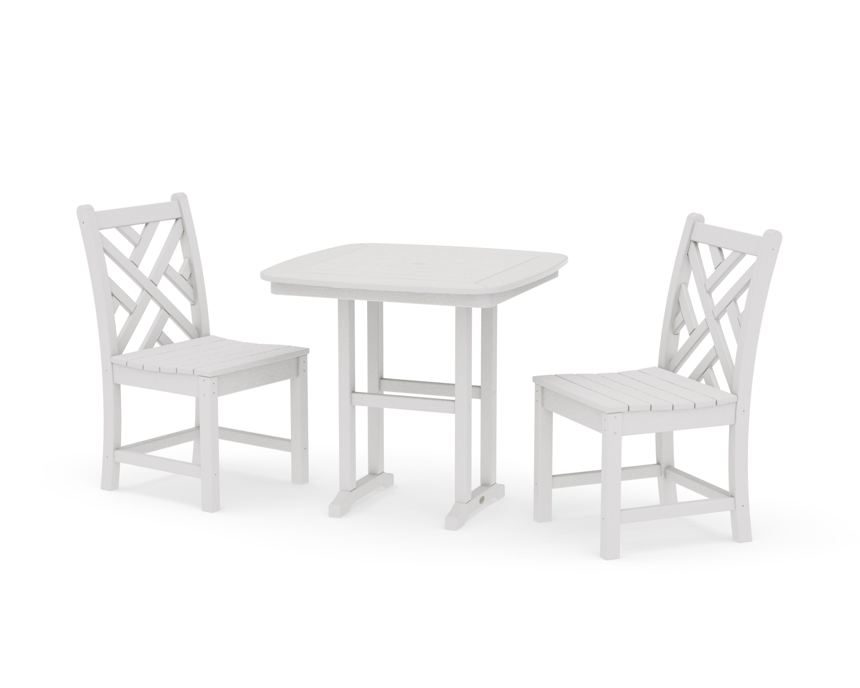 Chippendale Side Chair 3-Piece Dining Set in Vintage White