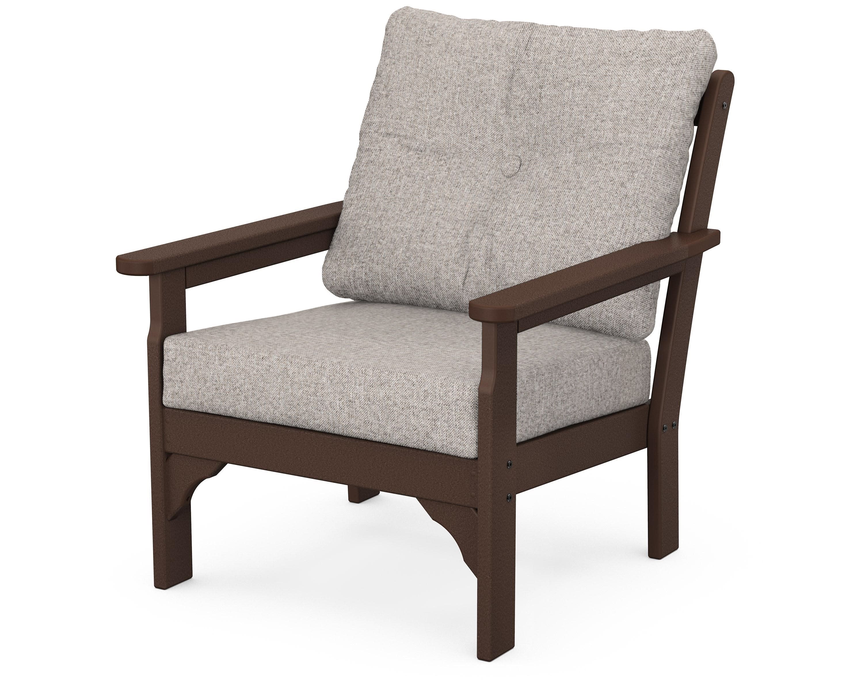 Vineyard Deep Seating Chair in Mahogany / Weathered Tweed