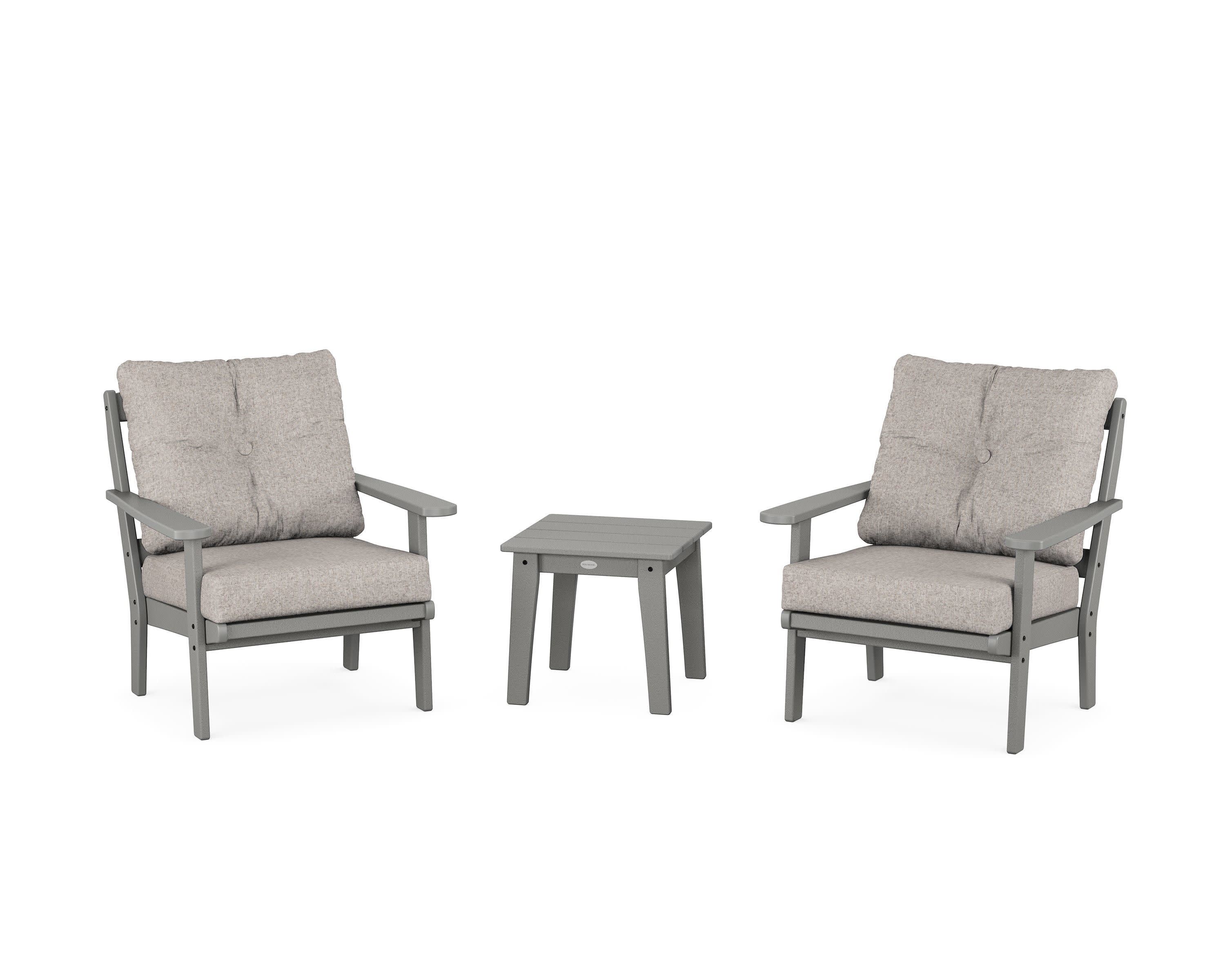 Mission 3-Piece Deep Seating Set in Slate Grey / Weathered Tweed