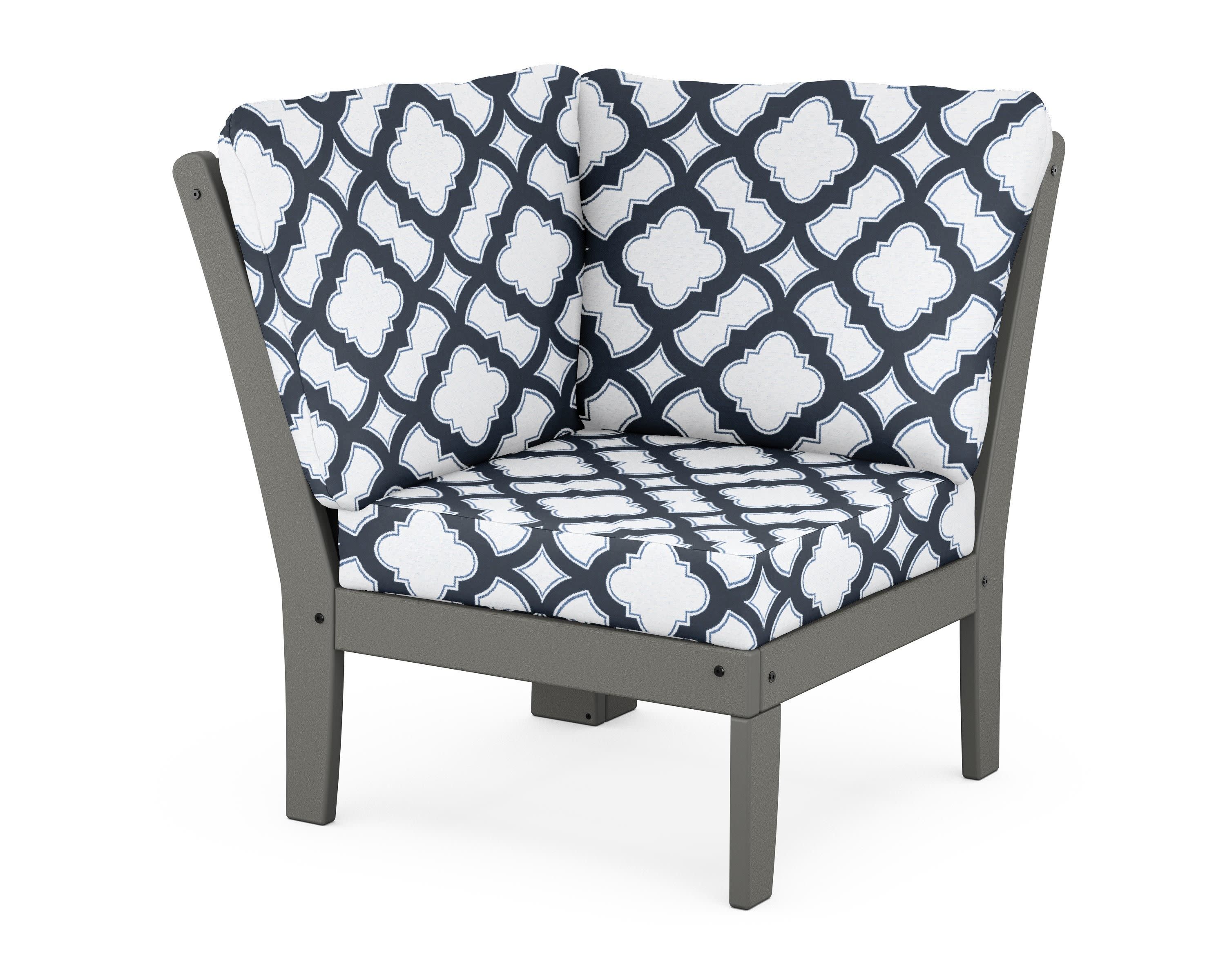 Braxton Modular Corner Chair in Slate Grey / Trellis Marine Indigo
