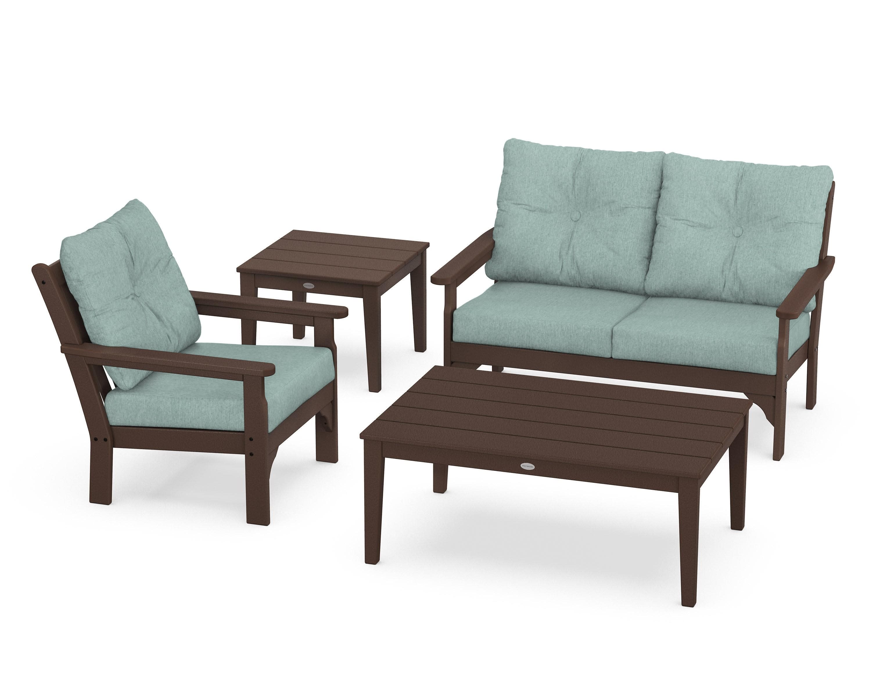 Vineyard 4-Piece Deep Seating Set in Mahogany / Glacier Spa