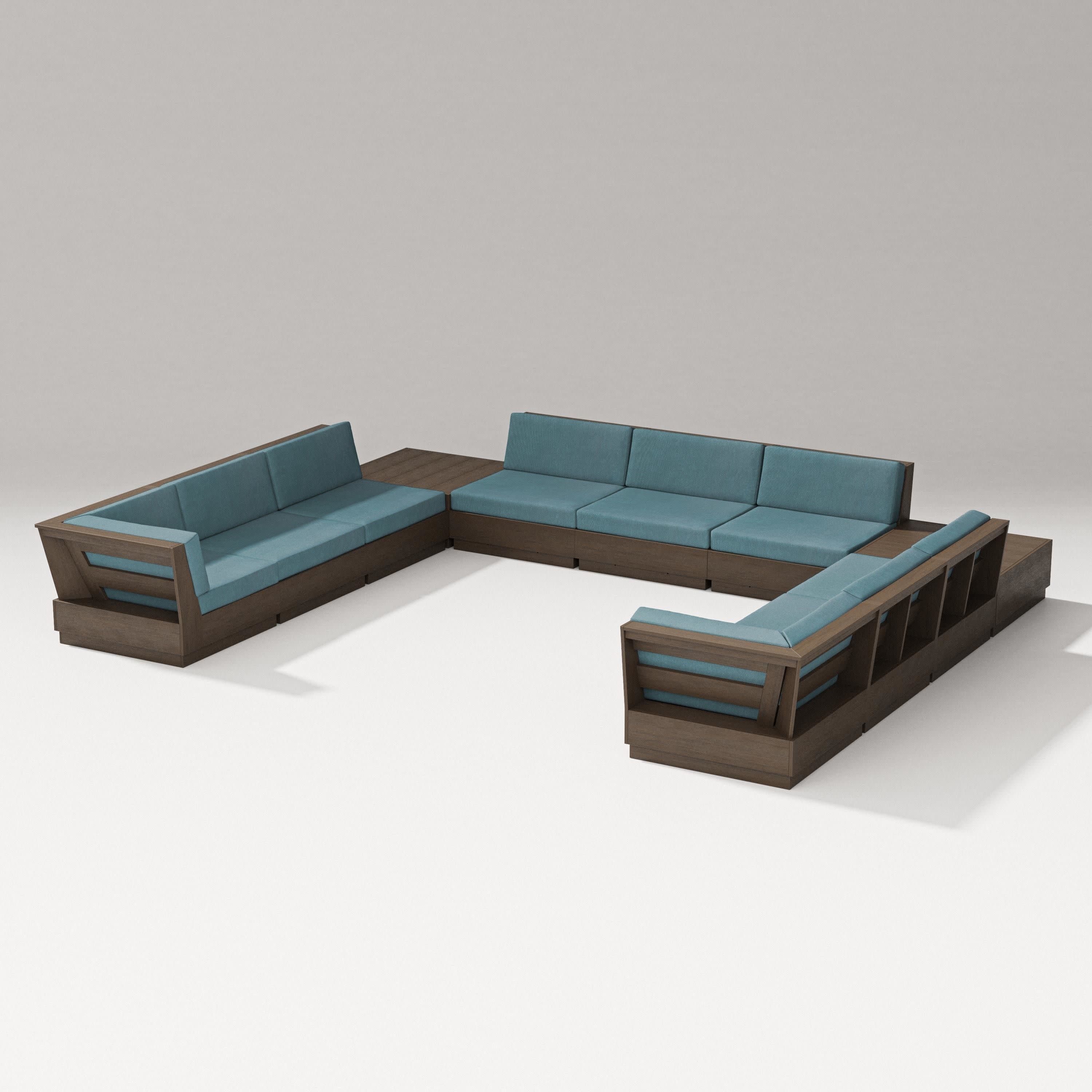 Elevate 11-Piece U-Shaped Sofa Sectional in Kona / Ocean Teal