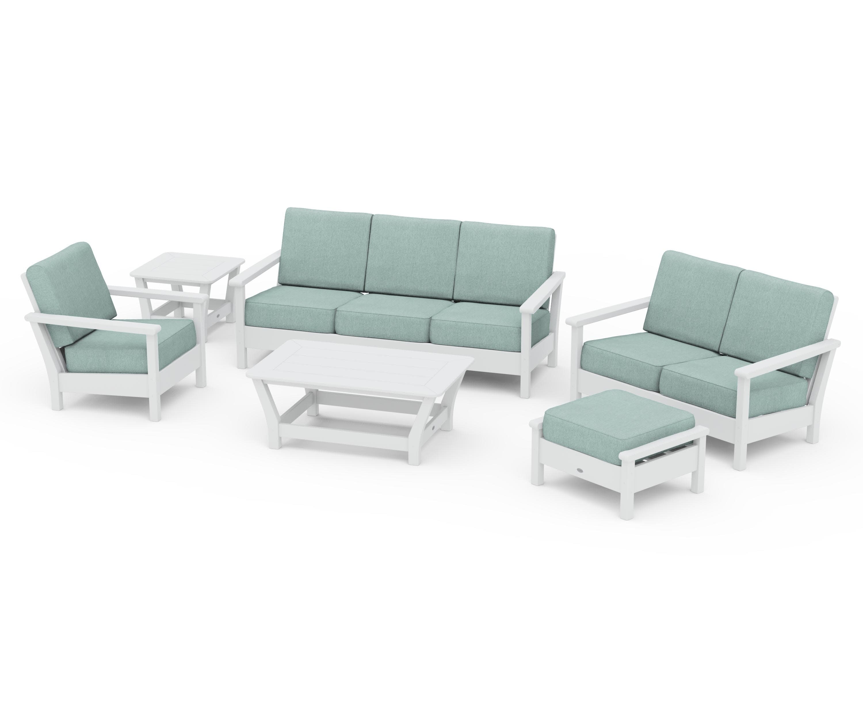Harbour 6-Piece Outdoor Living Set in White / Glacier Spa