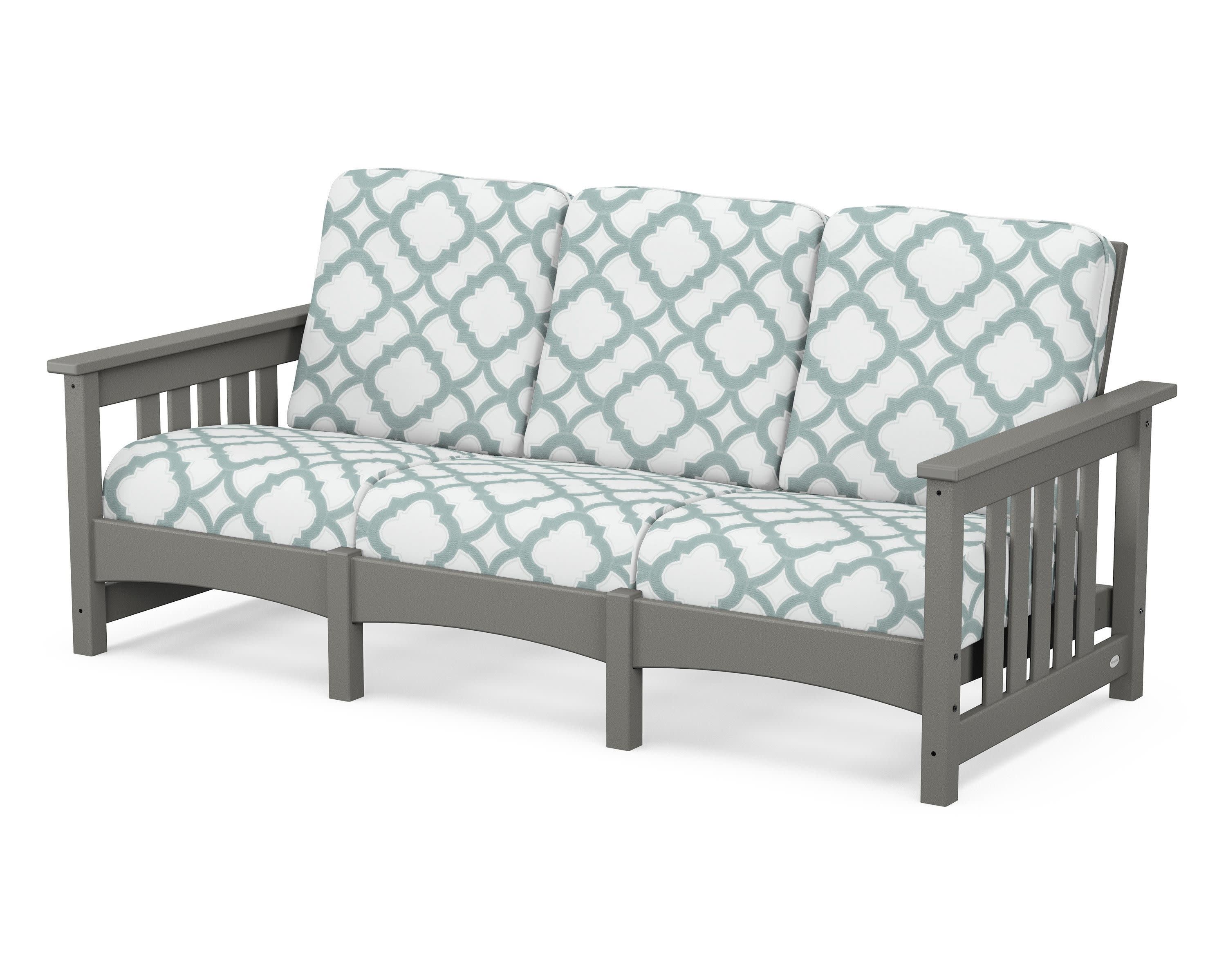 Club Mission Sofa in Slate Grey / Trellis Glacier Spa