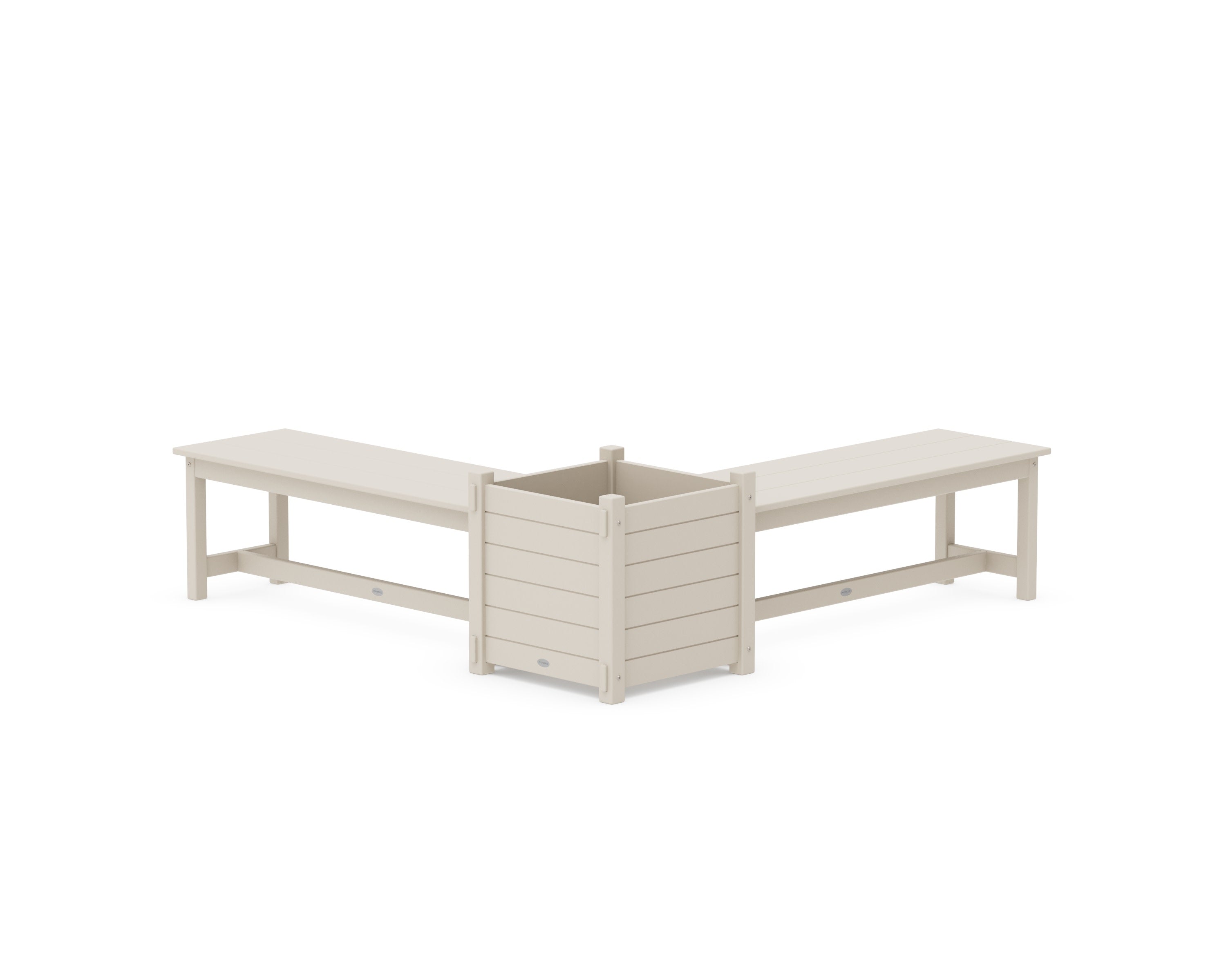 48" Nautical L- Shaped Planter Bench Set- Large in Sand