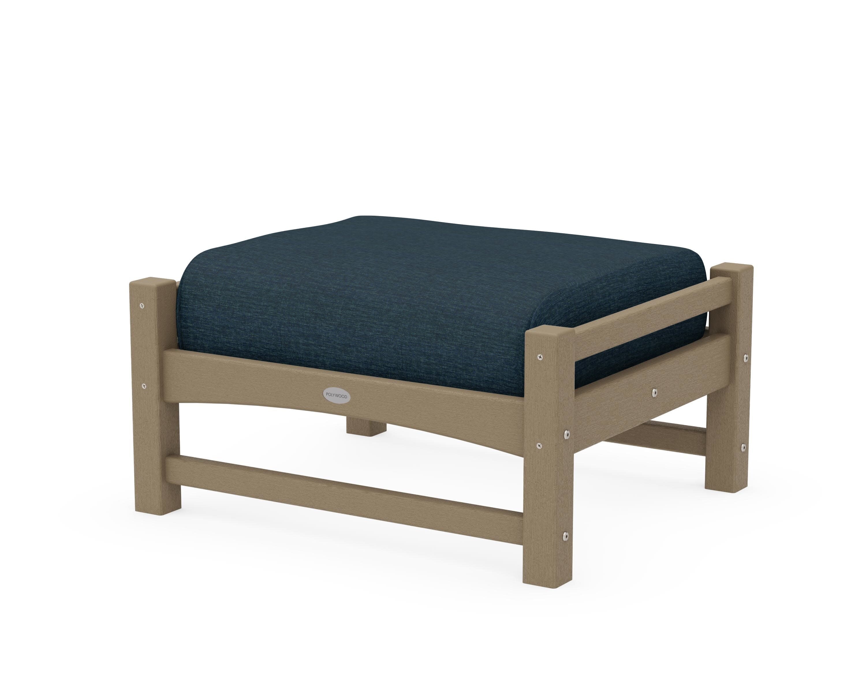 Club Ottoman in Vintage Sahara / Platform Indigo