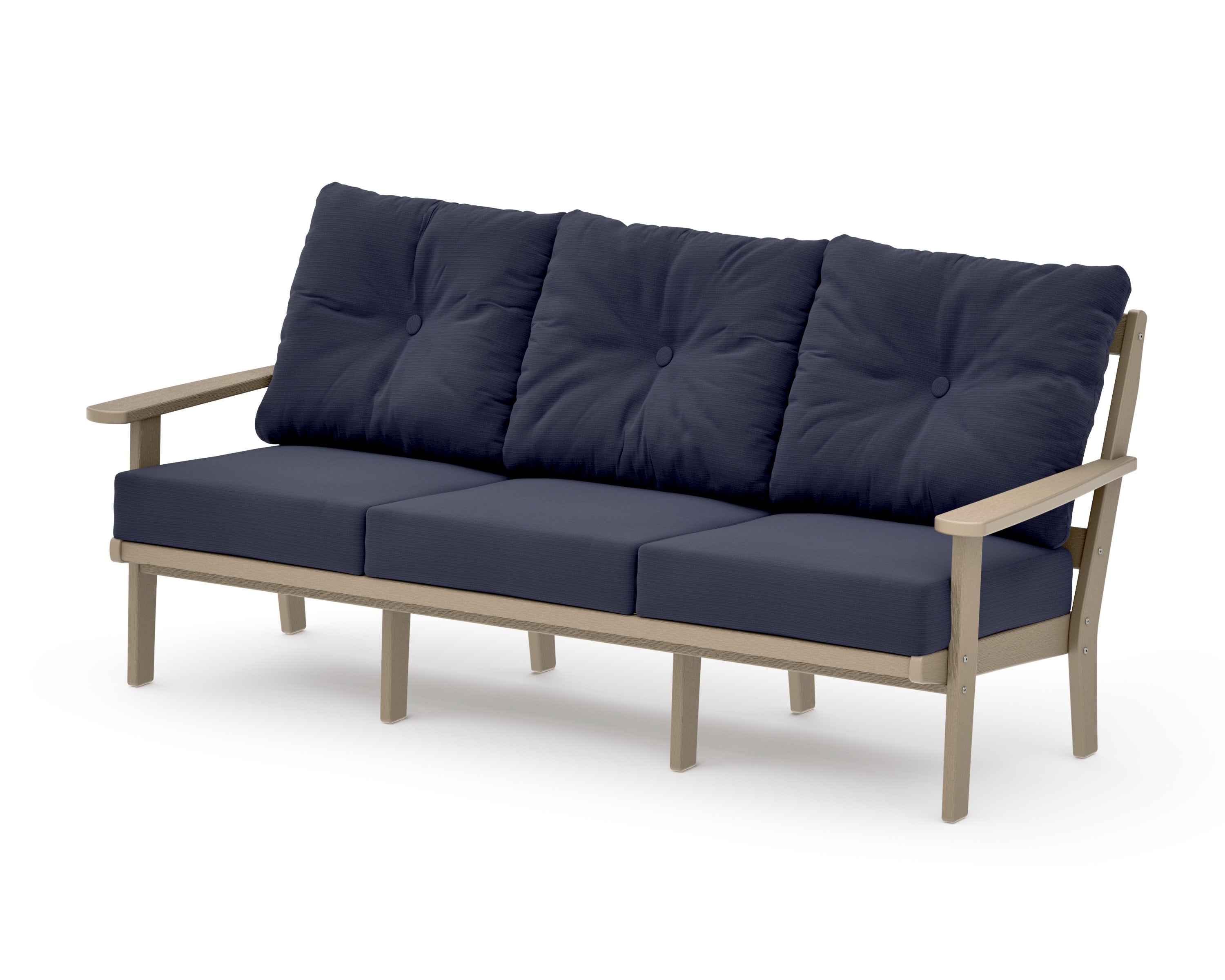 Mission Deep Seating Sofa in Vintage Sahara / Navy Linen