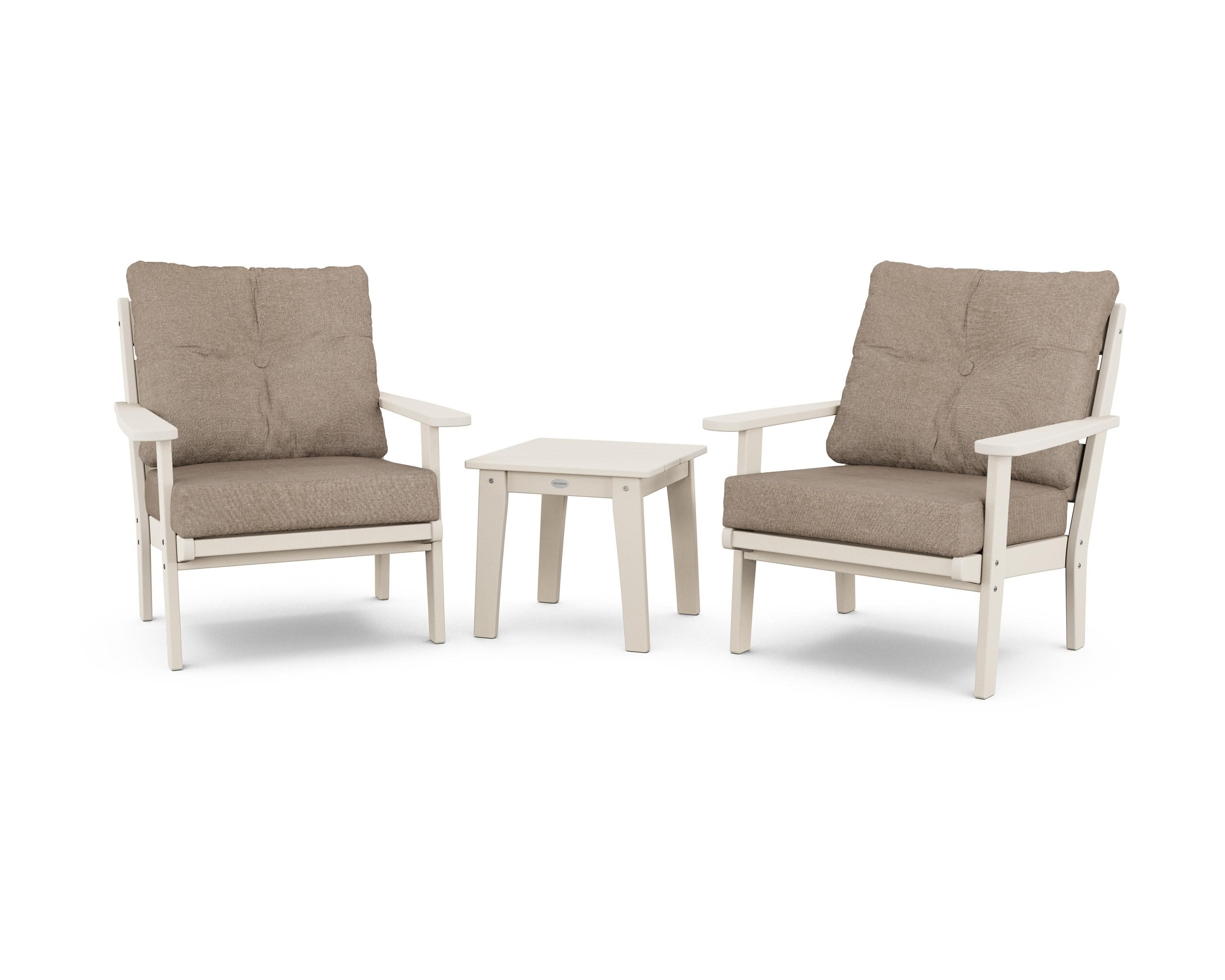 Lakeside 3-Piece Deep Seating Chair Set in Sand / Spiced Burlap