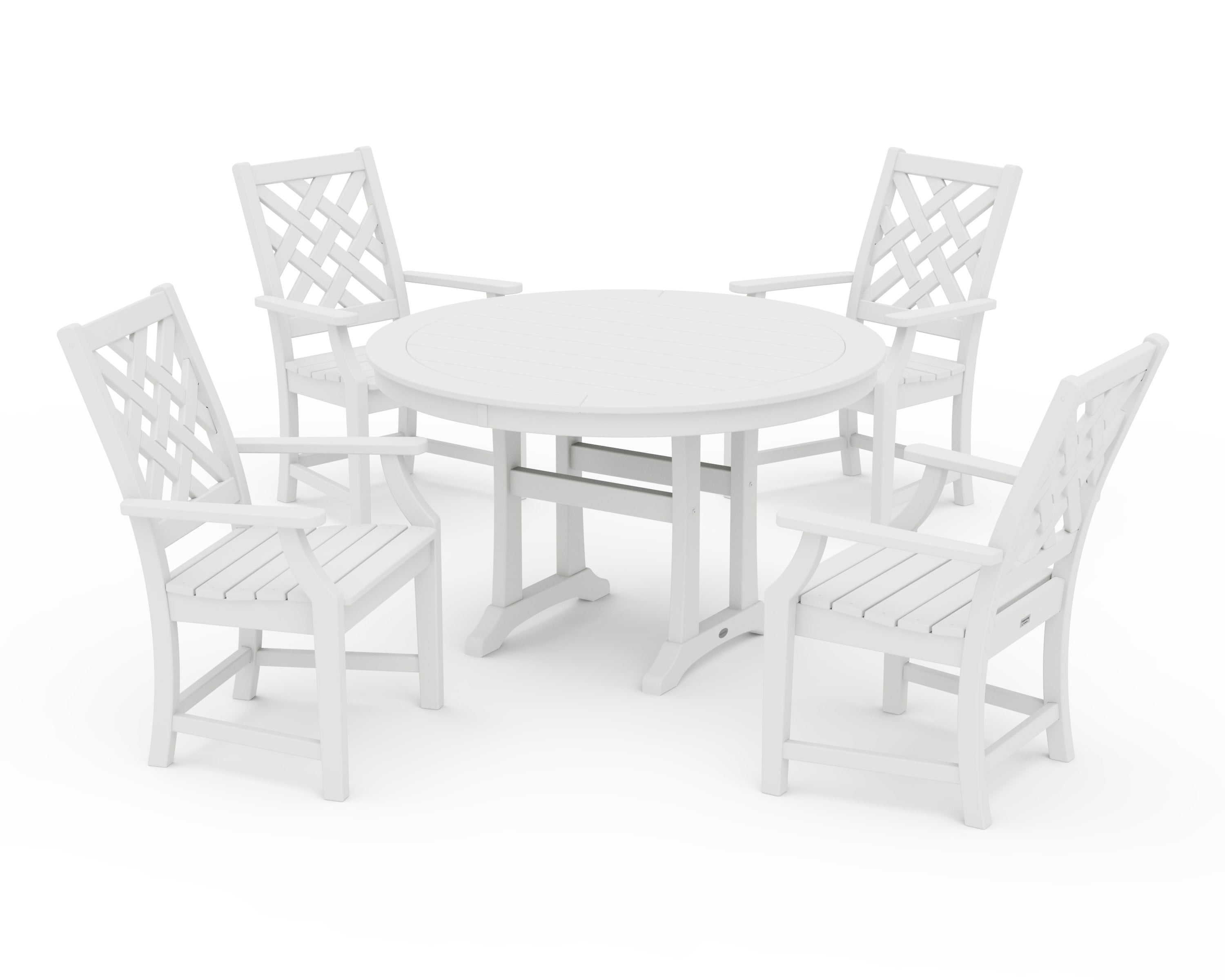 Wovendale 5-Piece Round Dining Set with Trestle Legs in White