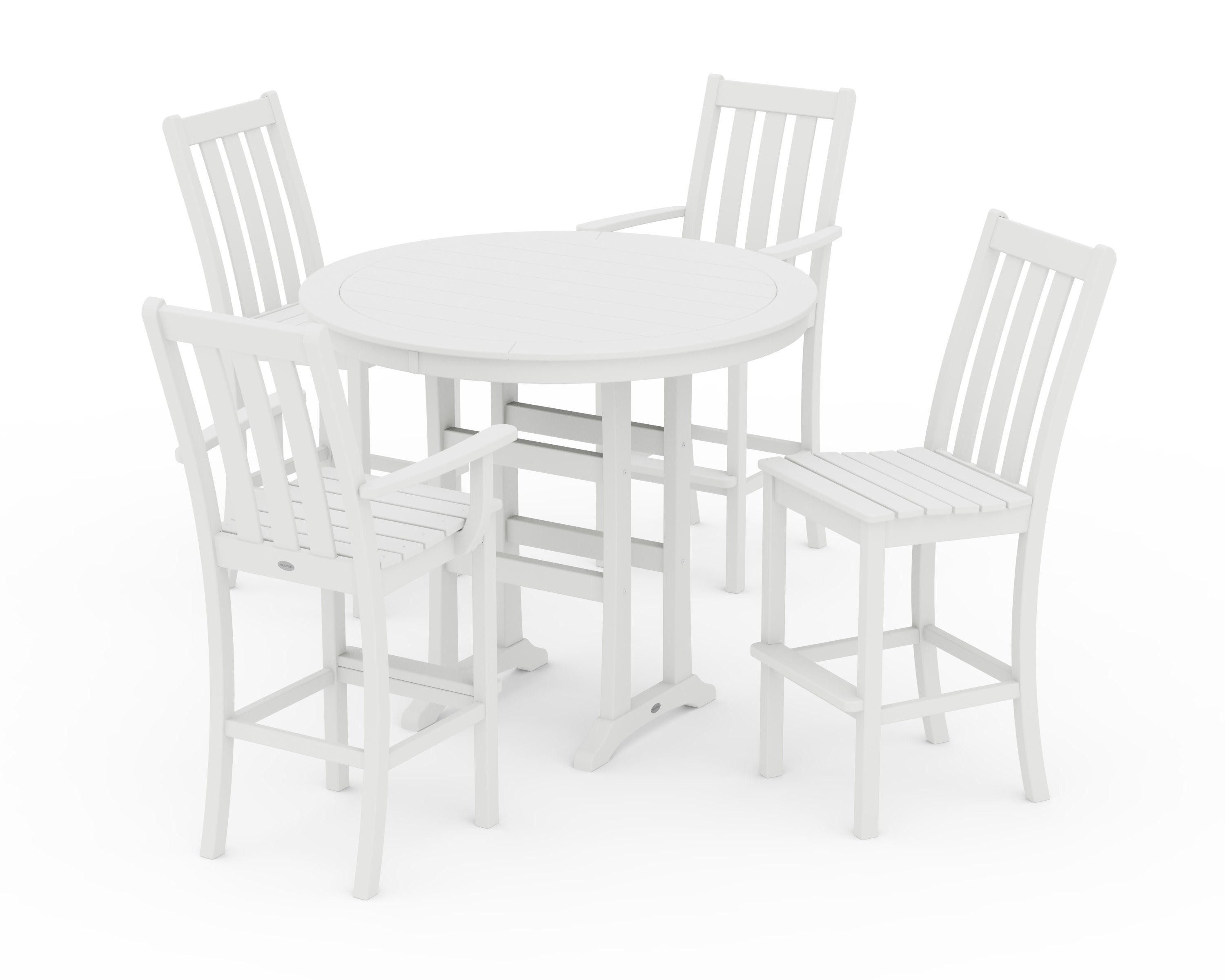 Vineyard 5-Piece Nautical Trestle Bar Set in White