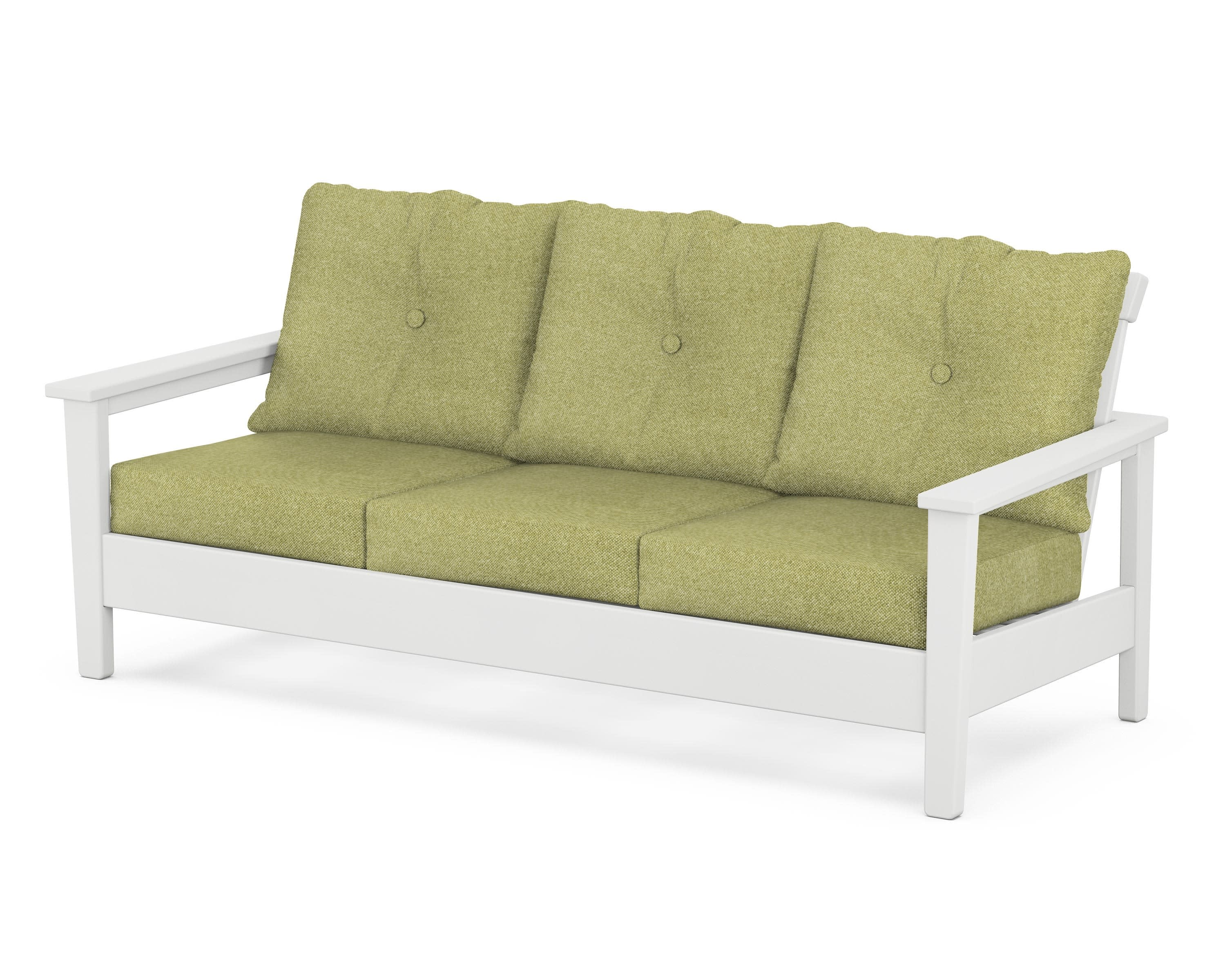 Prescott Deep Seating Sofa in White / Chartreuse Boucle